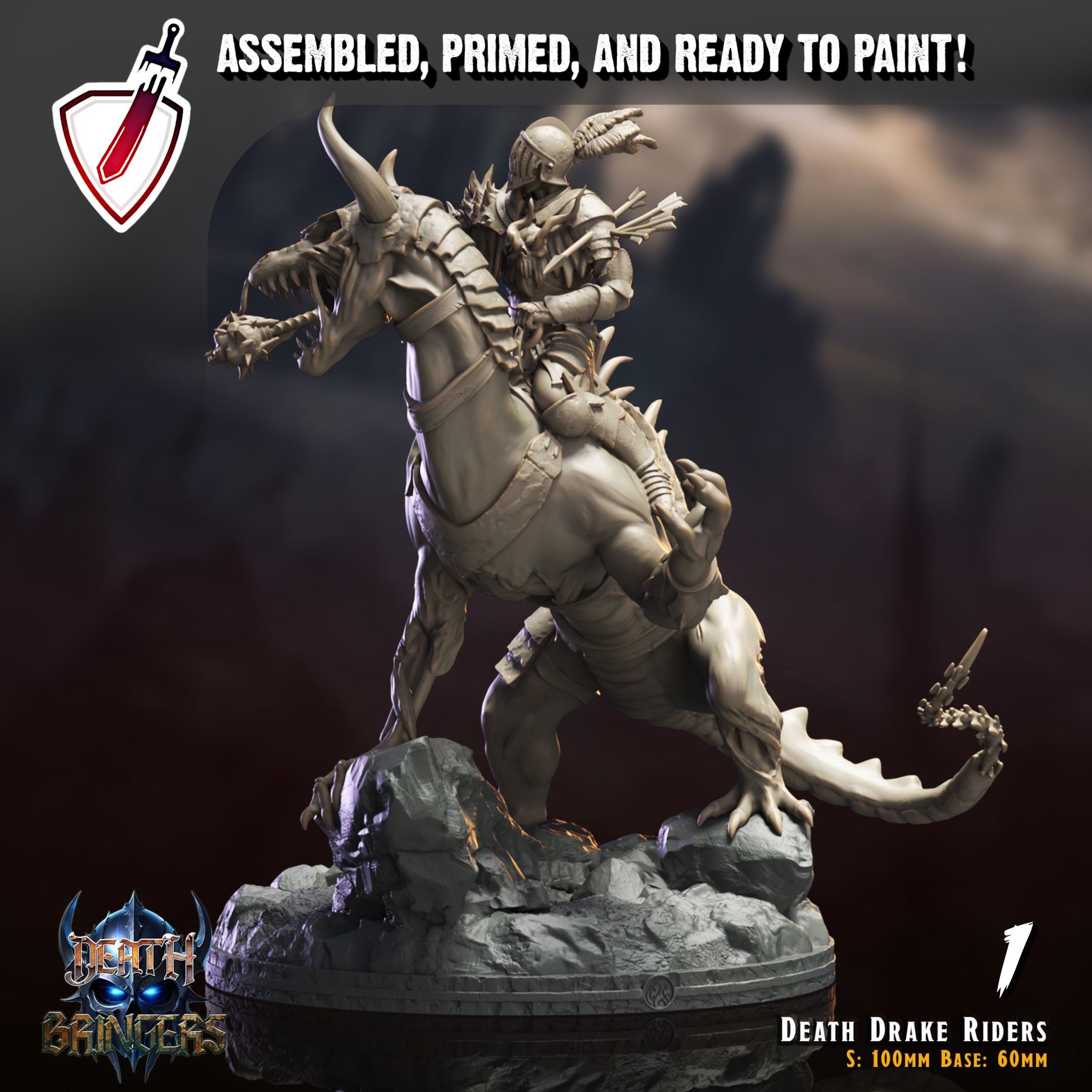 Death Drake Riders | Miniatures by Crippled God Foundry | Resin Mini For Tabletop Gaming, D&D, Pathfinder, Painting | Assembled and Primed
