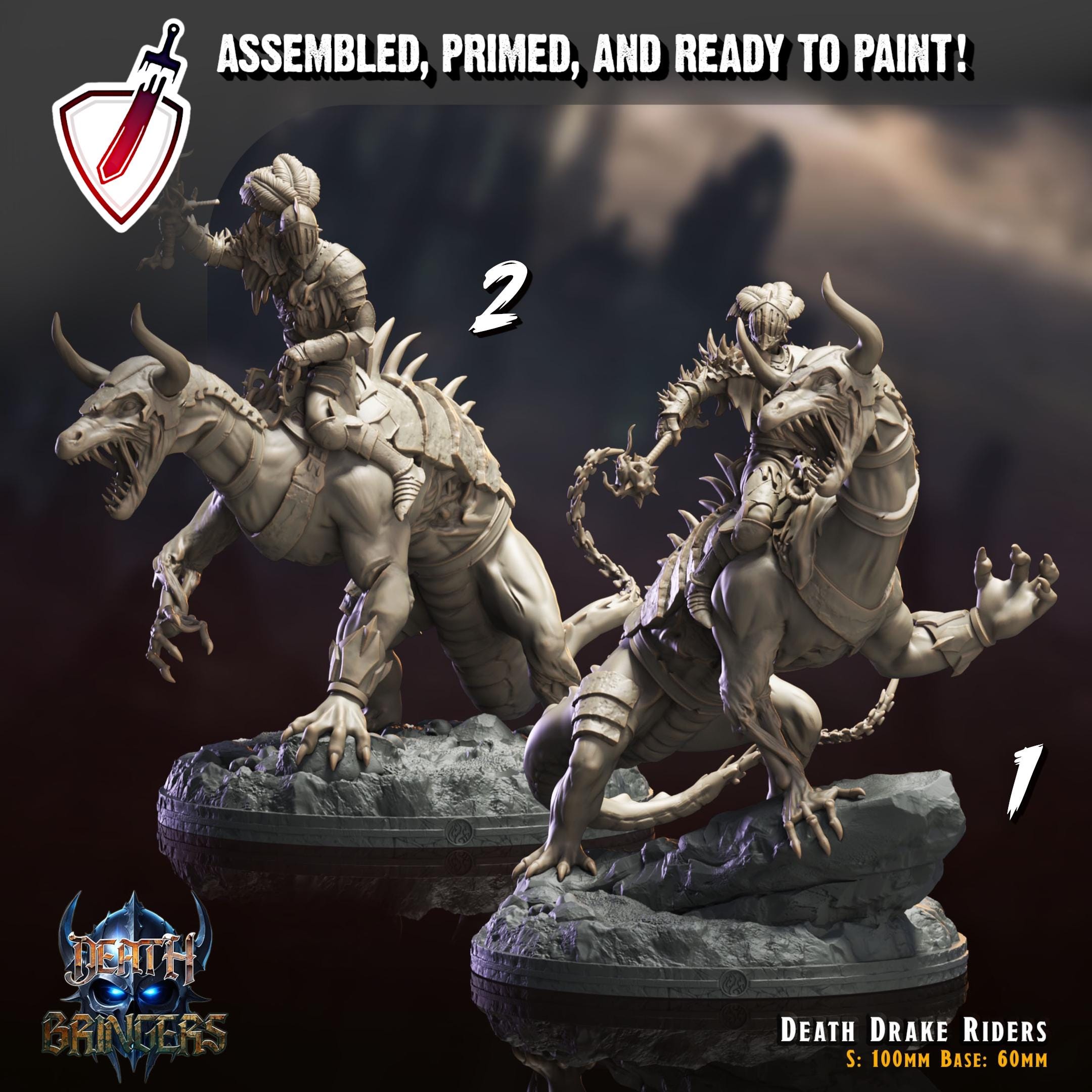 Death Drake Riders | Miniatures by Crippled God Foundry | Resin Mini For Tabletop Gaming, D&D, Pathfinder, Painting | Assembled and Primed
