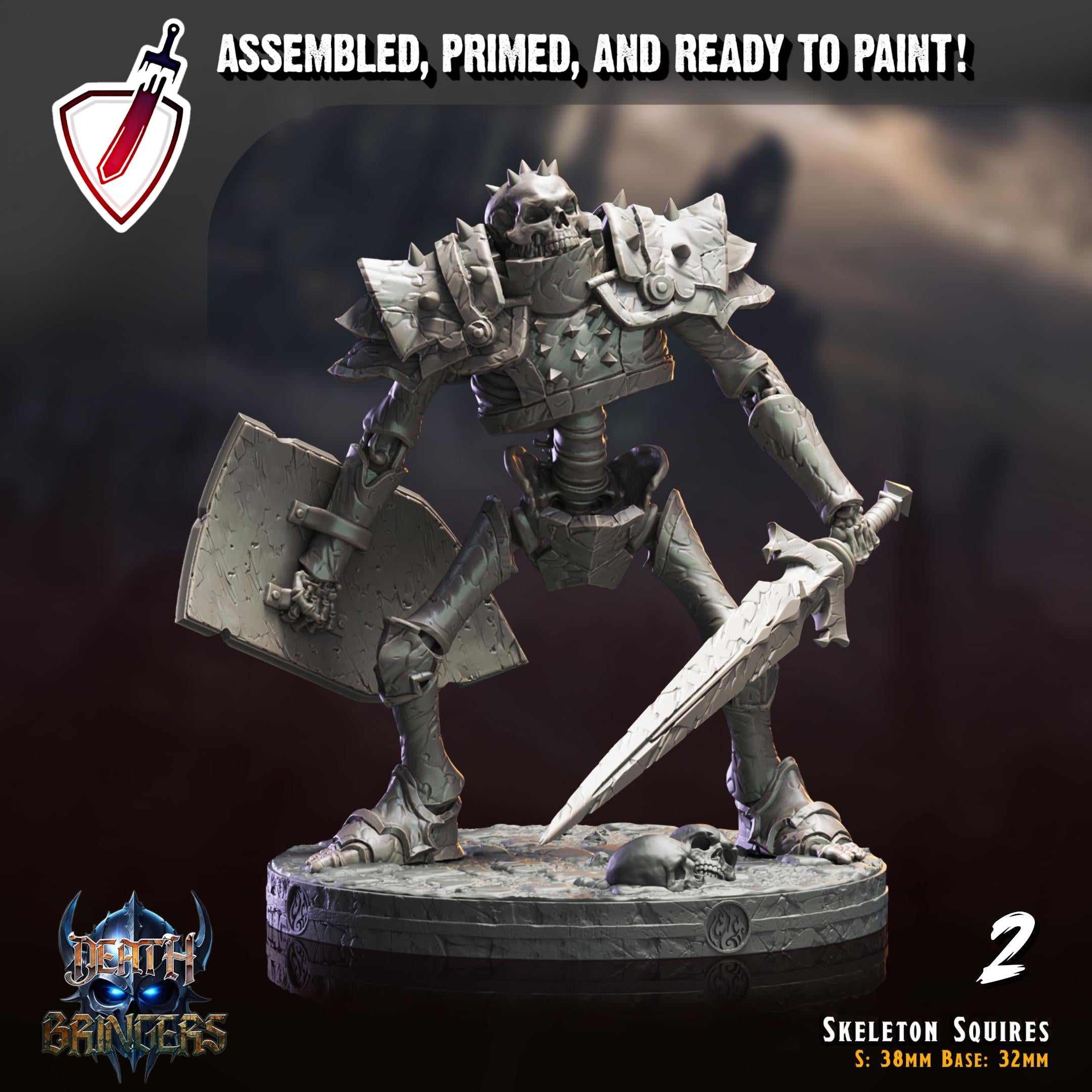 Skeleton Squires | Miniatures by Crippled God Foundry | Resin Mini For Tabletop Gaming, D&D, Pathfinder, Painting | Assembled and Primed
