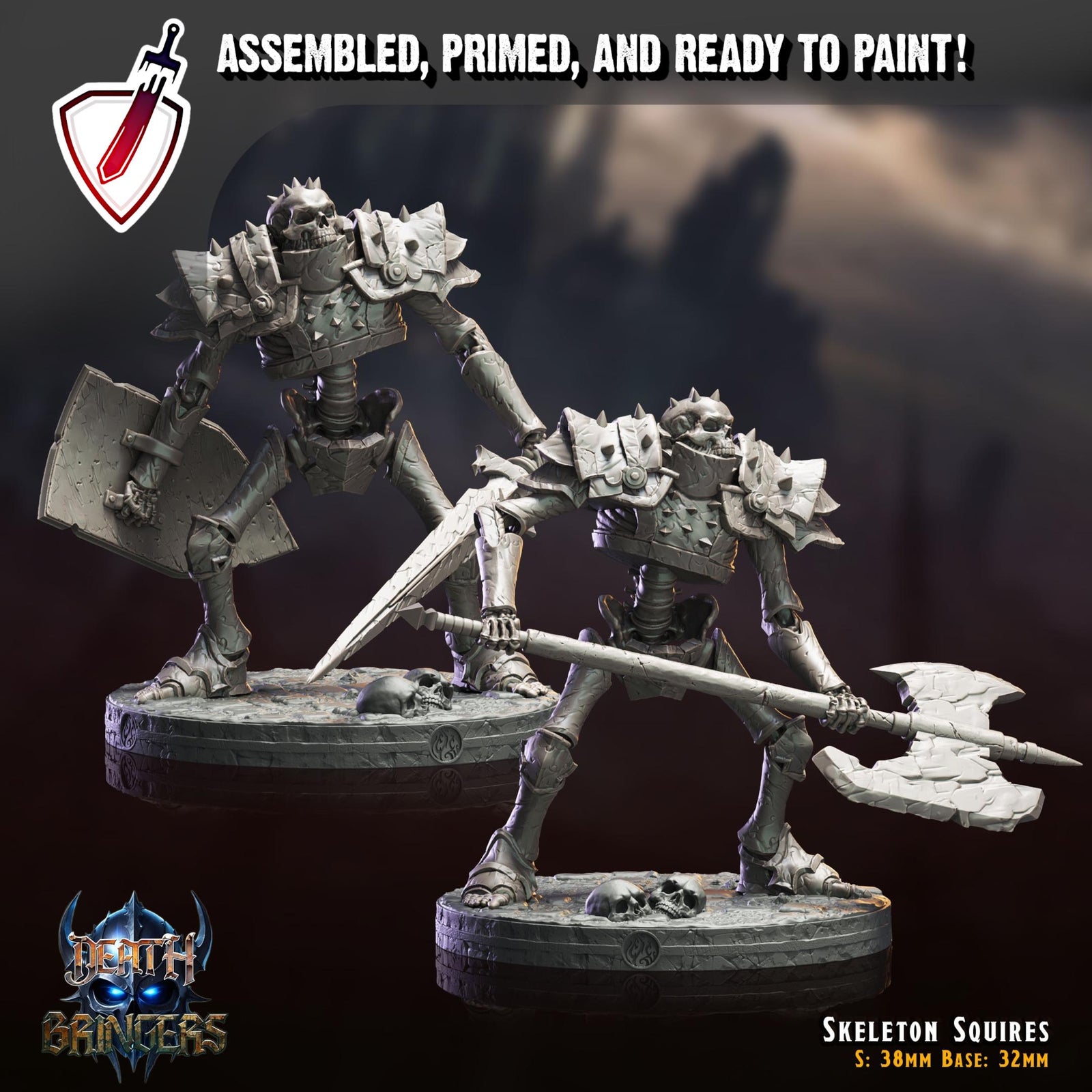 Skeleton Squires | Miniatures by Crippled God Foundry | Resin Mini For Tabletop Gaming, D&D, Pathfinder, Painting | Assembled and Primed