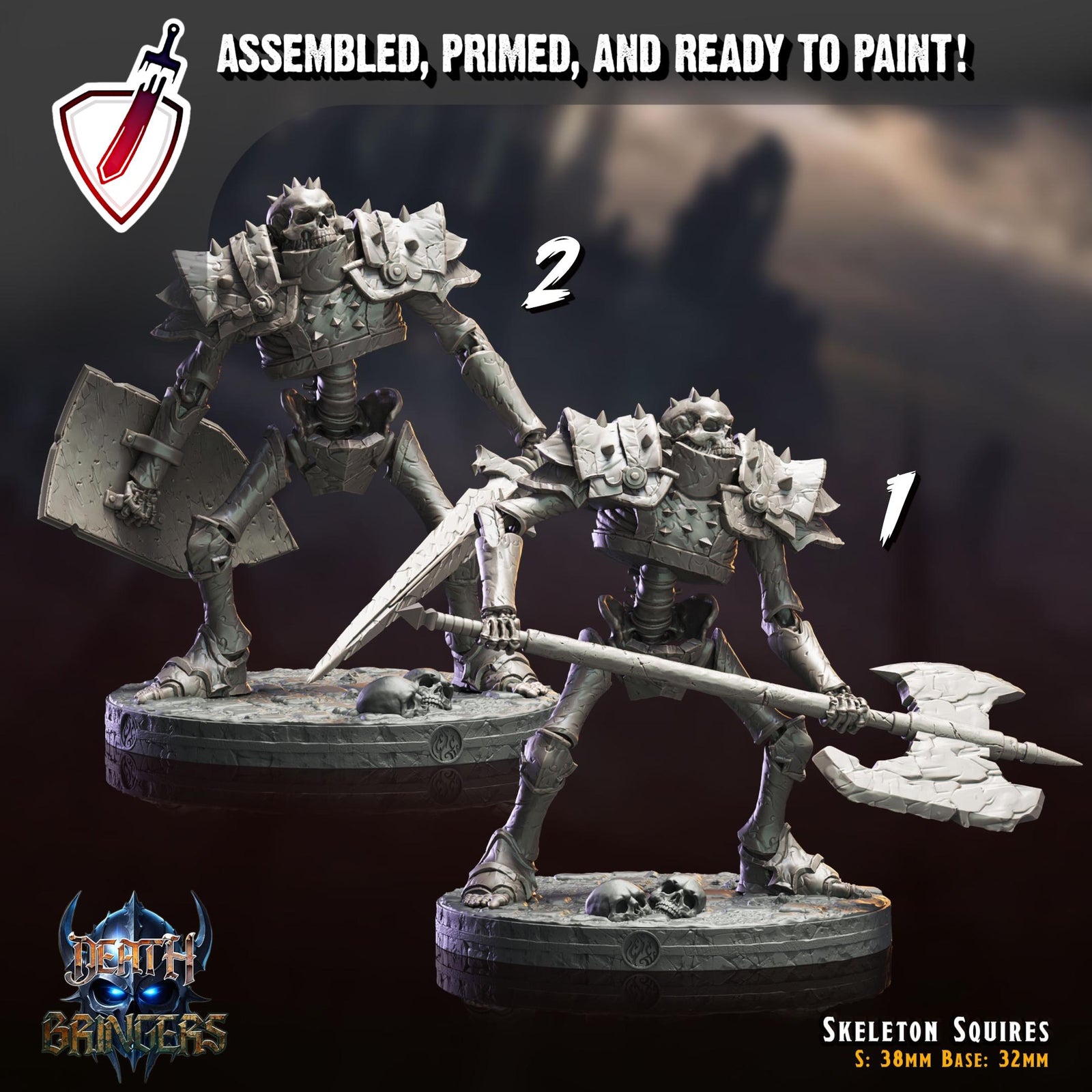 Skeleton Squires | Miniatures by Crippled God Foundry | Resin Mini For Tabletop Gaming, D&D, Pathfinder, Painting | Assembled and Primed