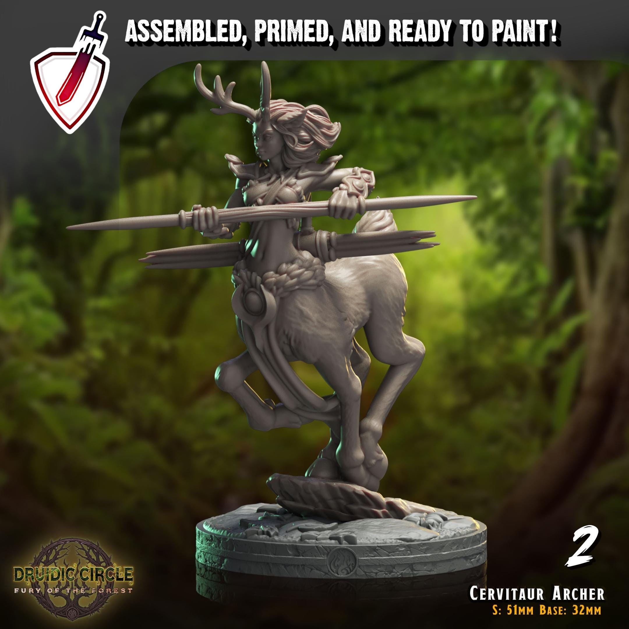 Cervitaur Archers | Miniatures by Crippled God Foundry | Resin Mini For Tabletop Gaming, D&D, Pathfinder, Painting | Assembled and Primed
