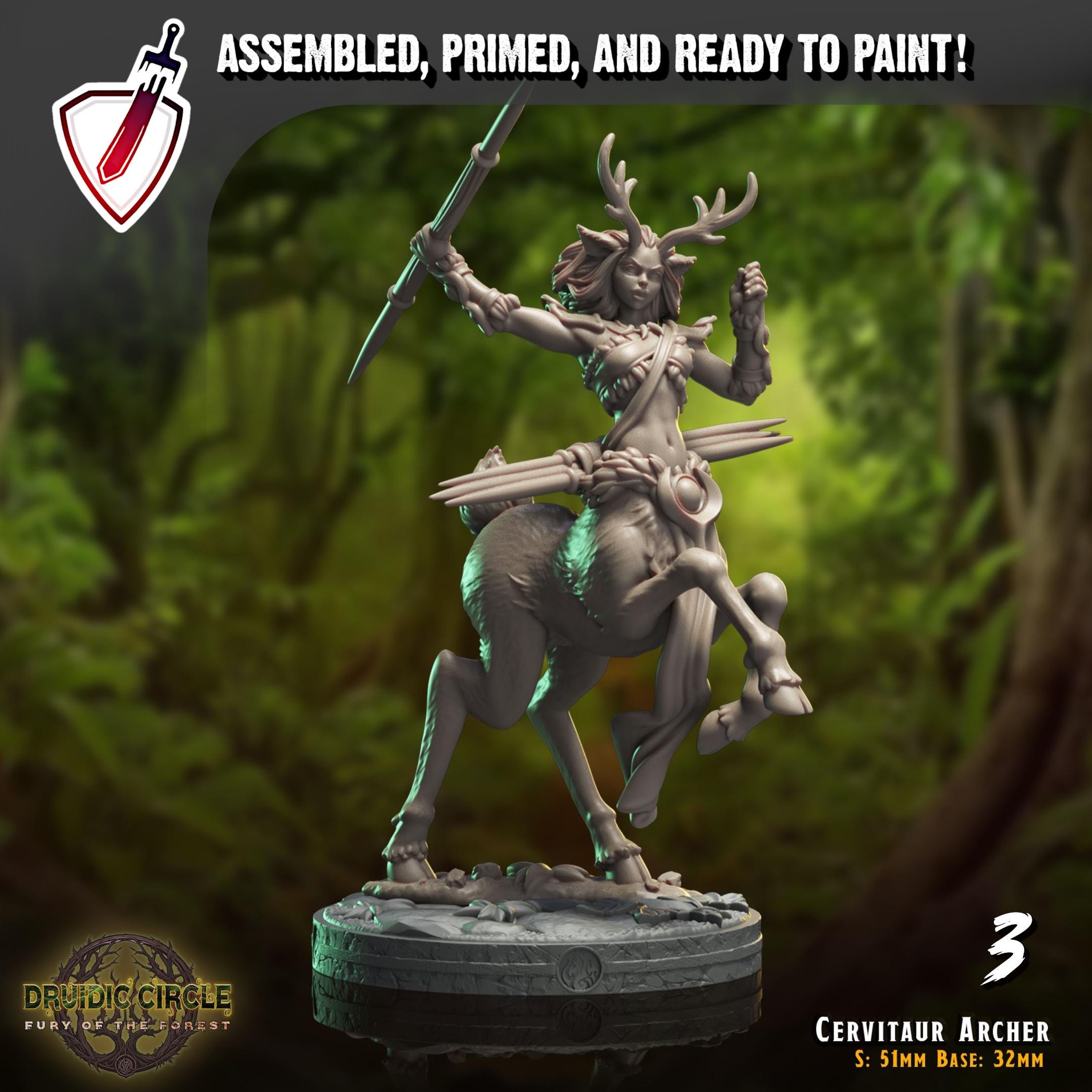 Cervitaur Archers | Miniatures by Crippled God Foundry | Resin Mini For Tabletop Gaming, D&D, Pathfinder, Painting | Assembled and Primed