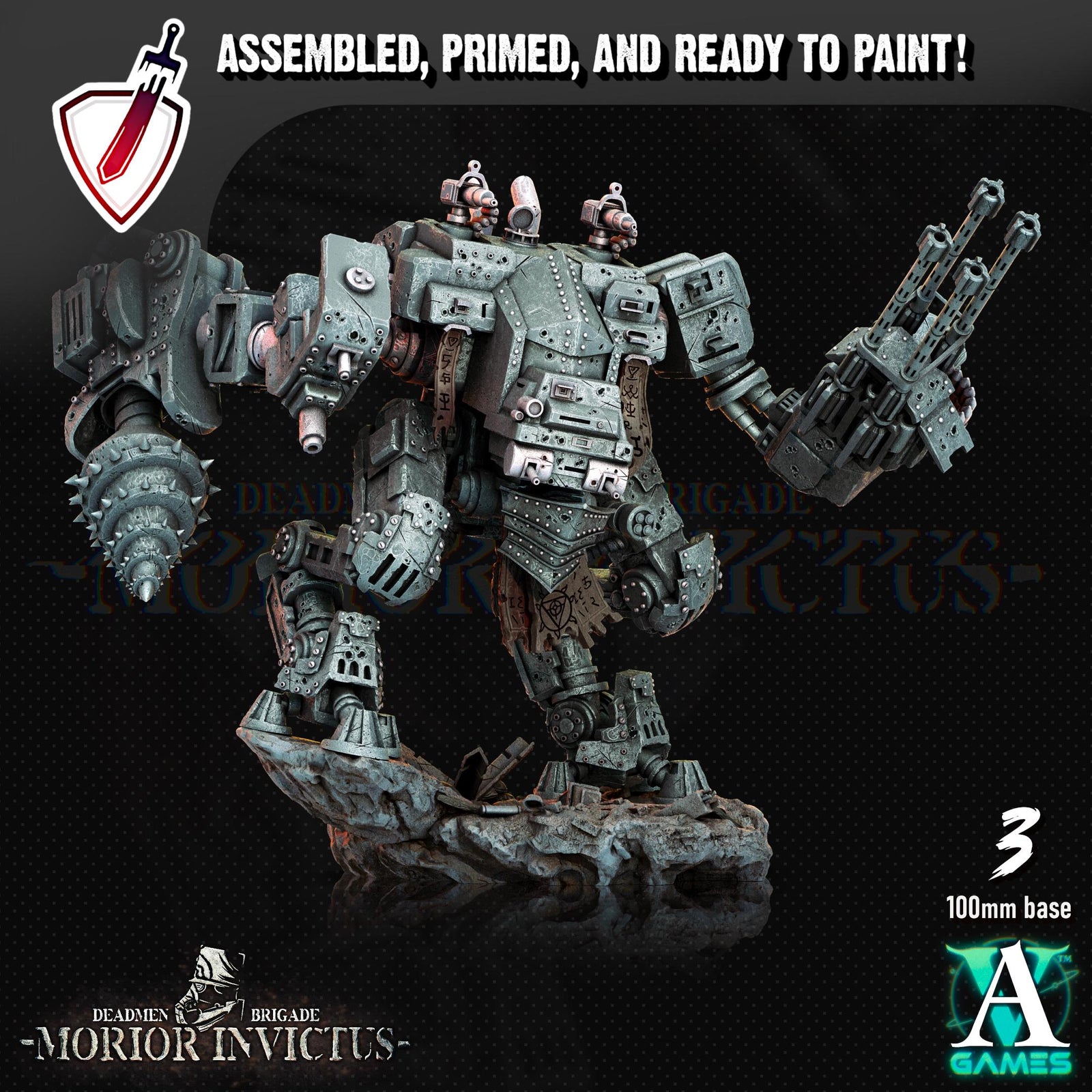 Morior MK-18 Paladin | (Massive) Miniatures by Archvillain Games | For Tabletop Gaming, D&D, Wargaming, and Painting | Assembled and Primed