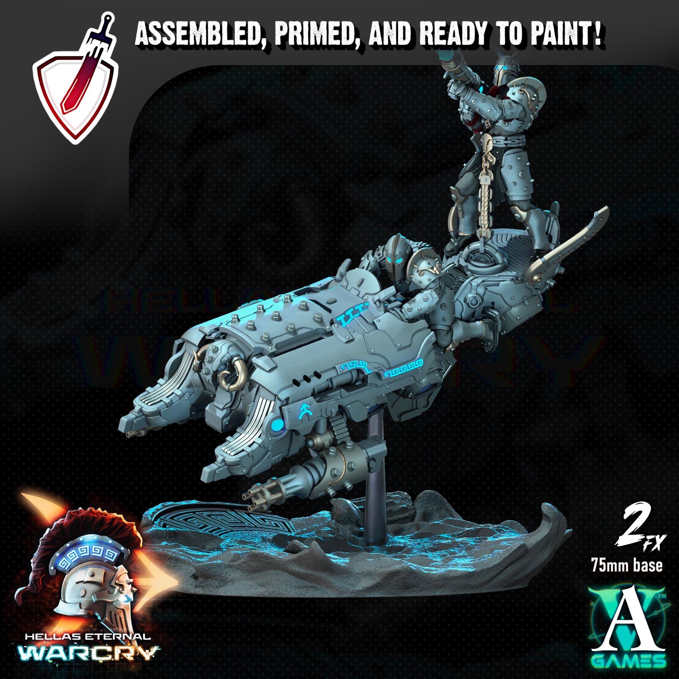 Elefsis with Riders | Miniatures by Archvillain Games | Resin Mini for Tabletop Gaming, D&D, Wargaming, Painting | Assembled and Primed