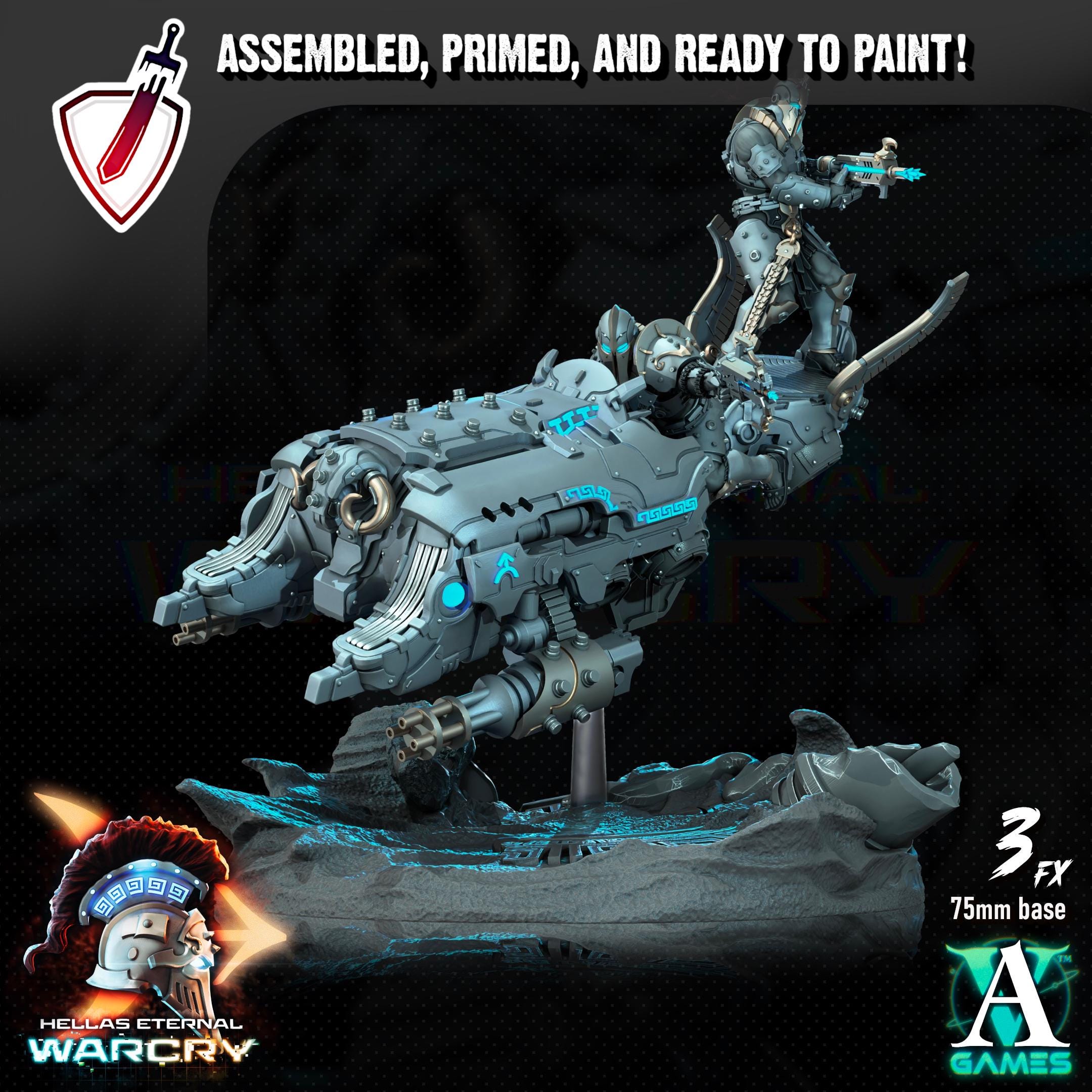 Elefsis with Riders | Miniatures by Archvillain Games | Resin Mini for Tabletop Gaming, D&D, Wargaming, Painting | Assembled and Primed