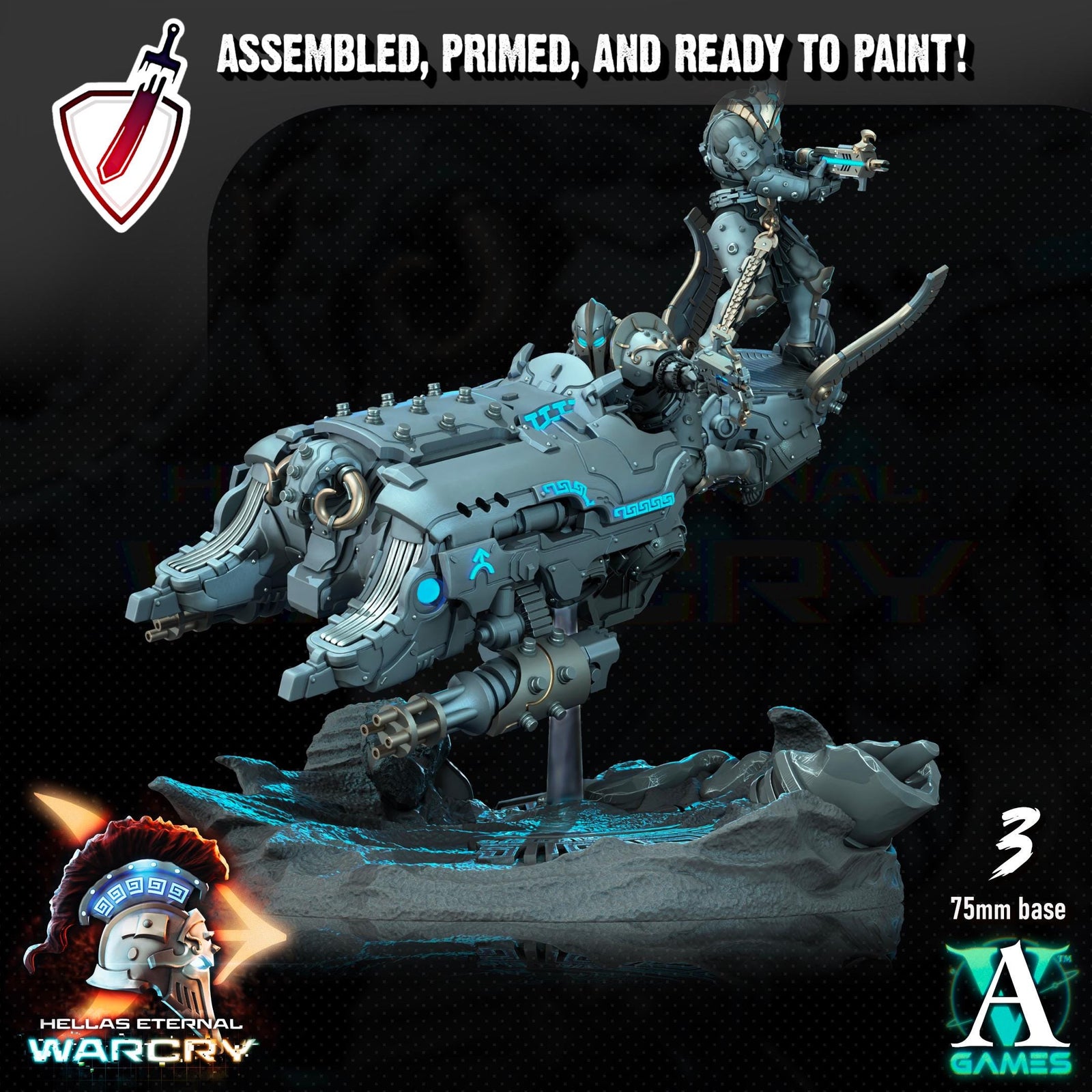 Elefsis with Riders | Miniatures by Archvillain Games | Resin Mini for Tabletop Gaming, D&D, Wargaming, Painting | Assembled and Primed