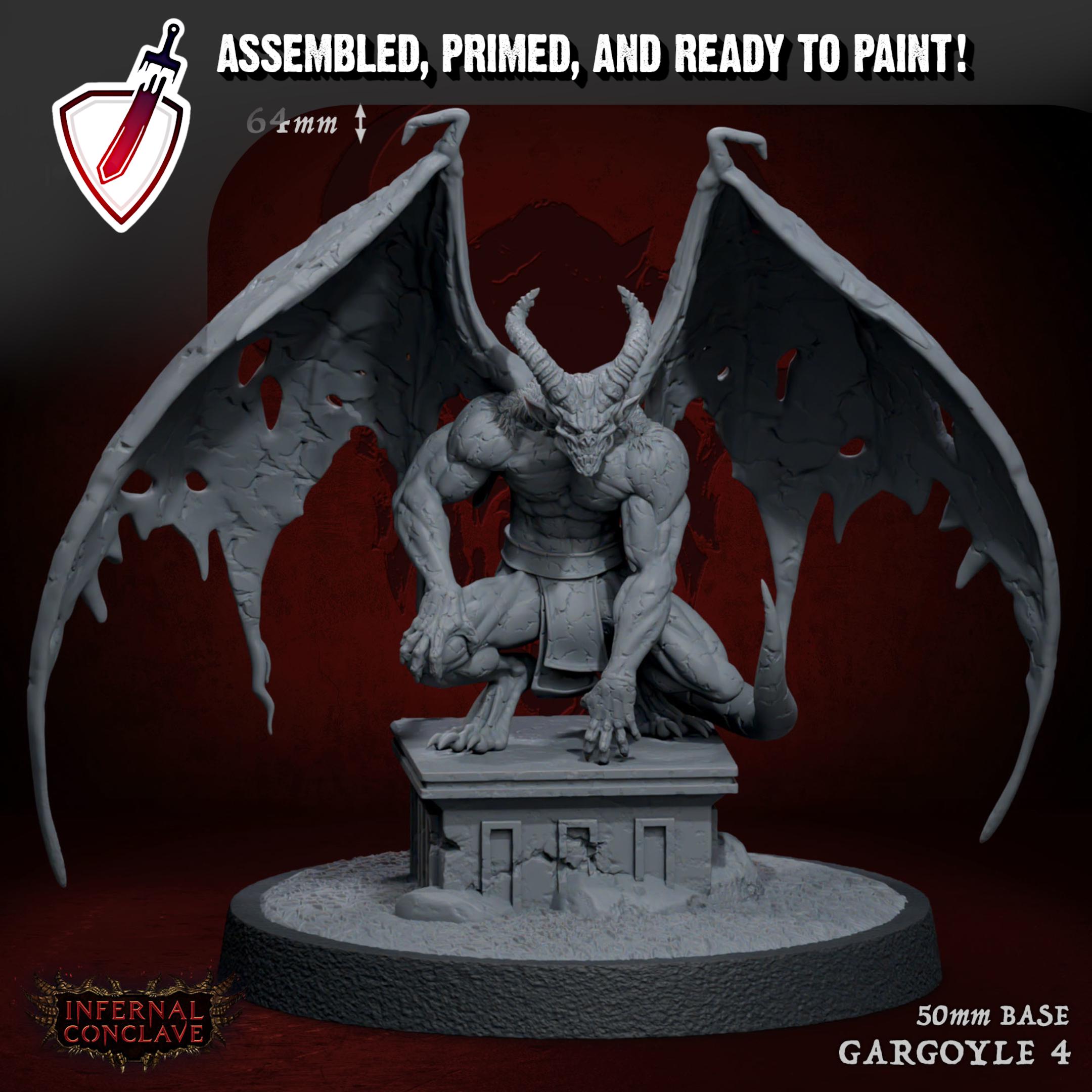 Gargoyles | Miniature by Mammoth Factory | Resin Mini For Tabletop Gaming, D&D, Pathfinder, and Painting | Assembled and Primed