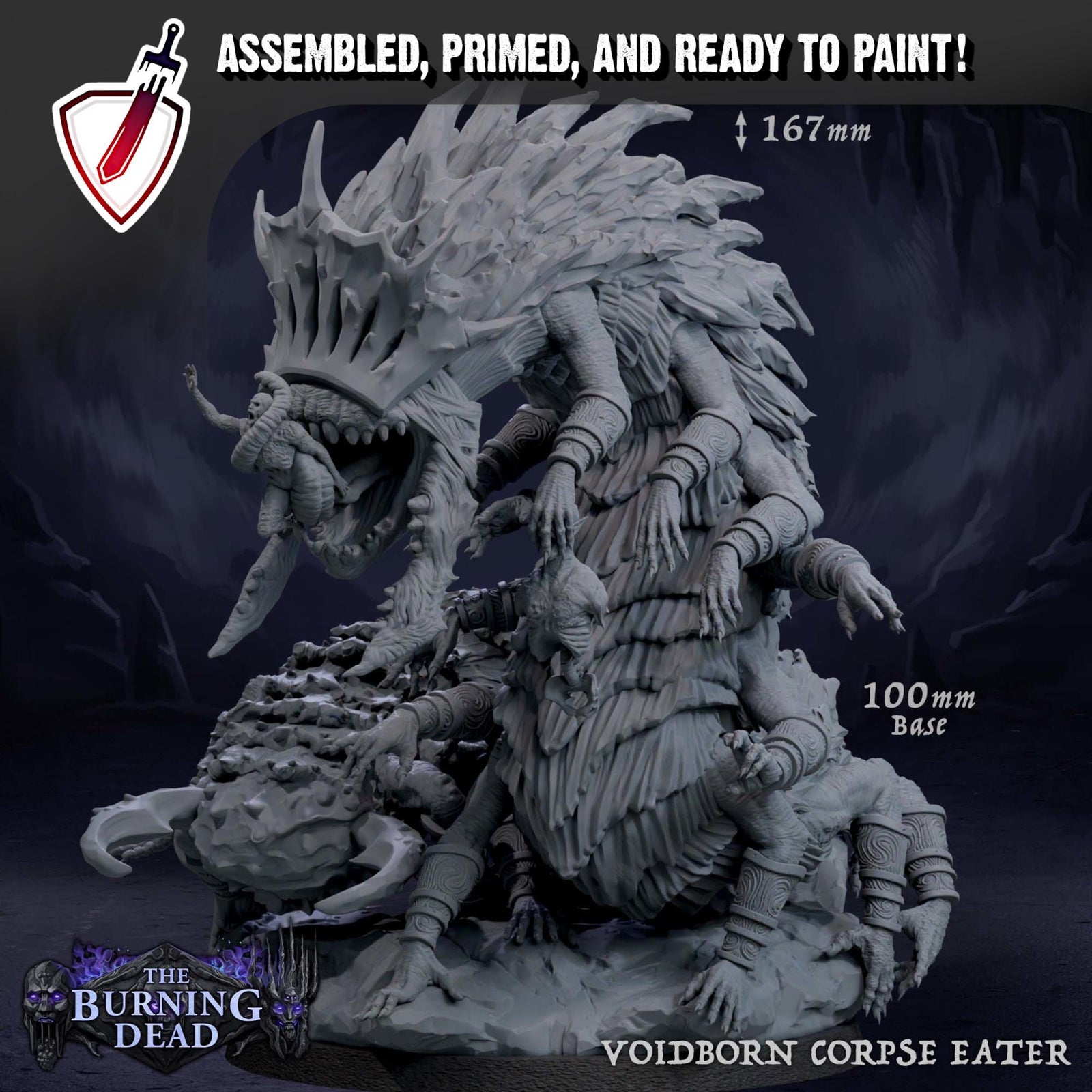 Voidborn Corpse-Eater | (Massive) Miniature by Mammoth Factory | For Tabletop Gaming, D&D, Pathfinder, and Painting | Assembled and Primed