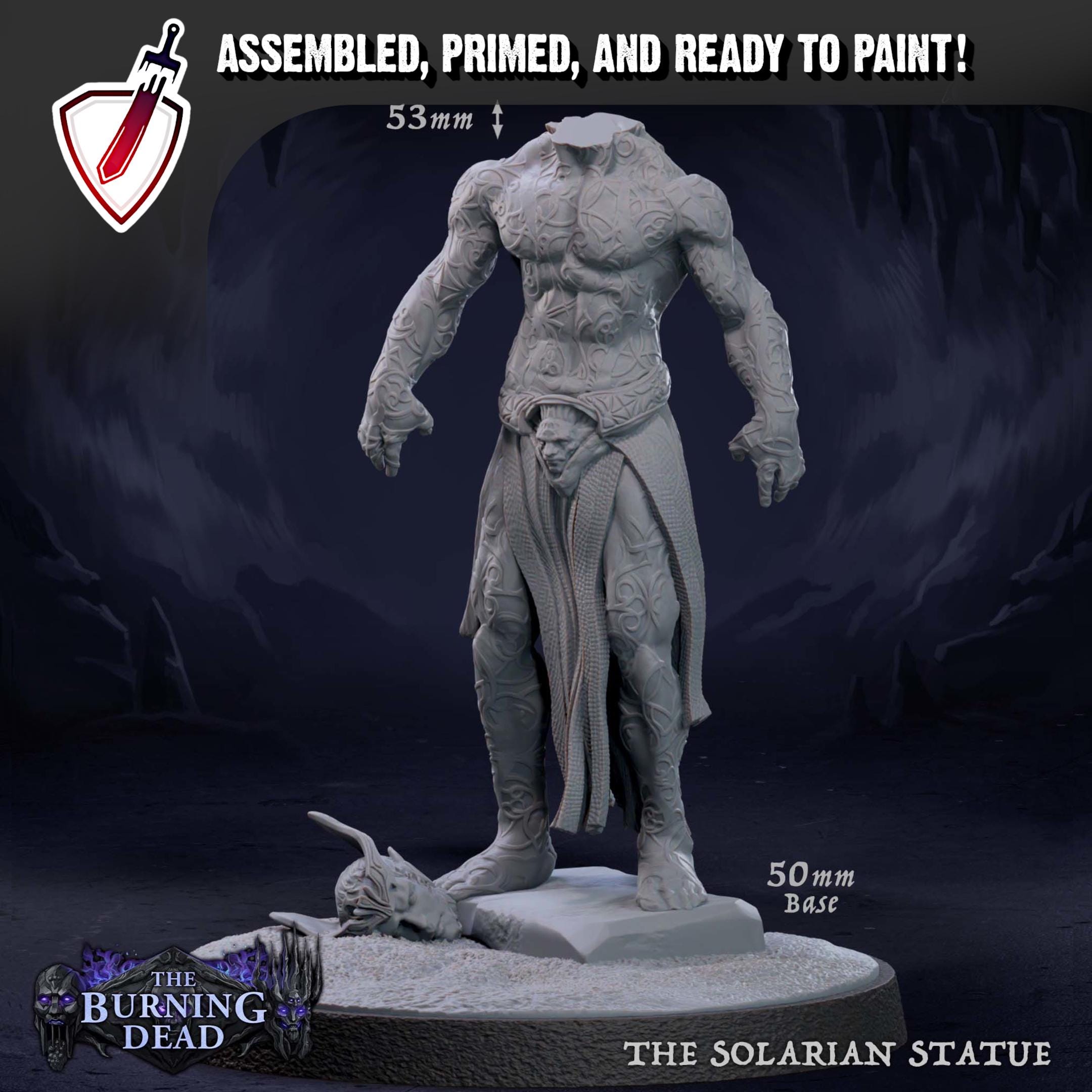 The Solarian Statue | Miniature by Mammoth Factory | Resin Mini For Tabletop Gaming, D&D, Pathfinder, and Painting | Assembled and Primed