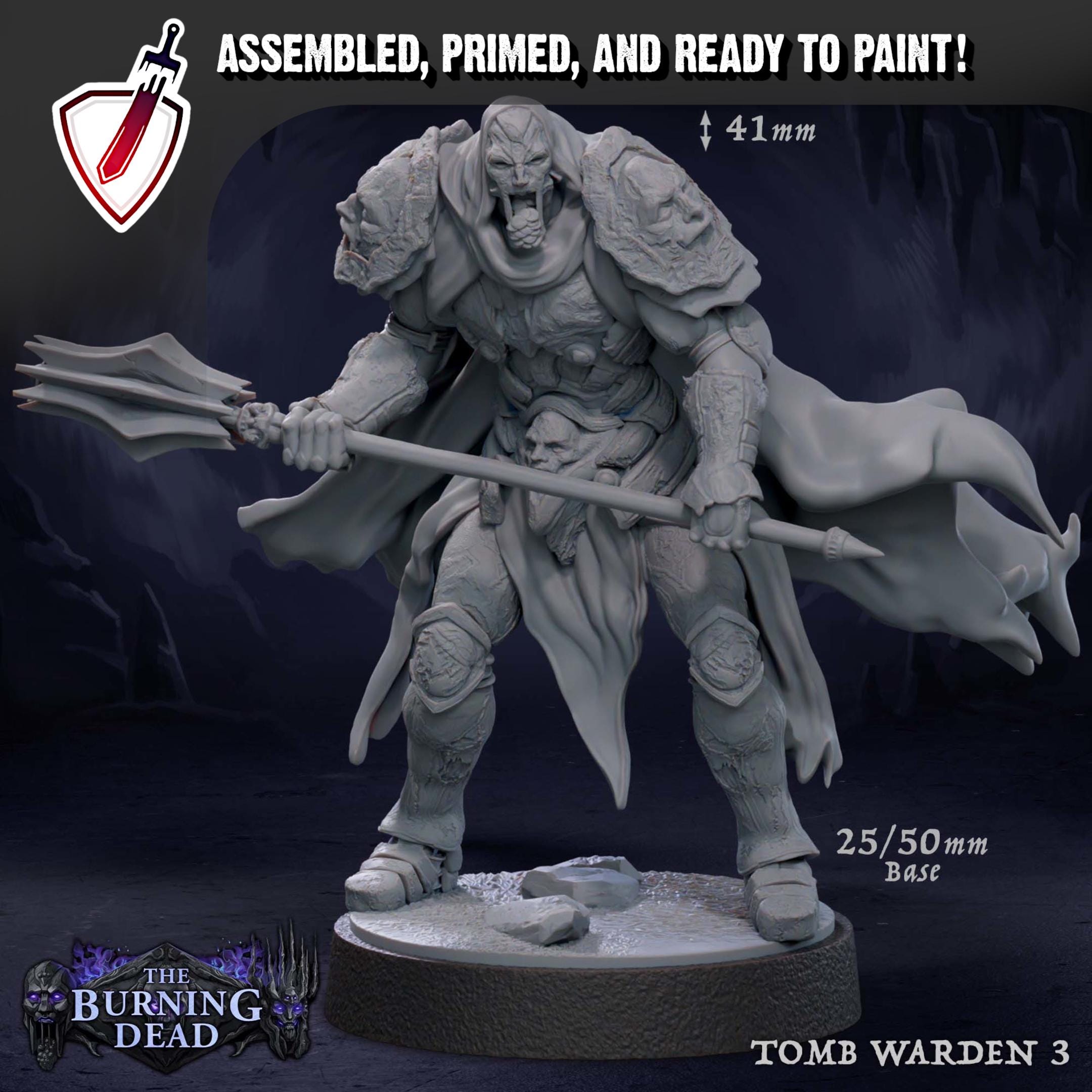Tomb Warden | Miniatures by Mammoth Factory | Resin Mini For Tabletop Gaming, D&D, Pathfinder, and Painting | Assembled and Primed