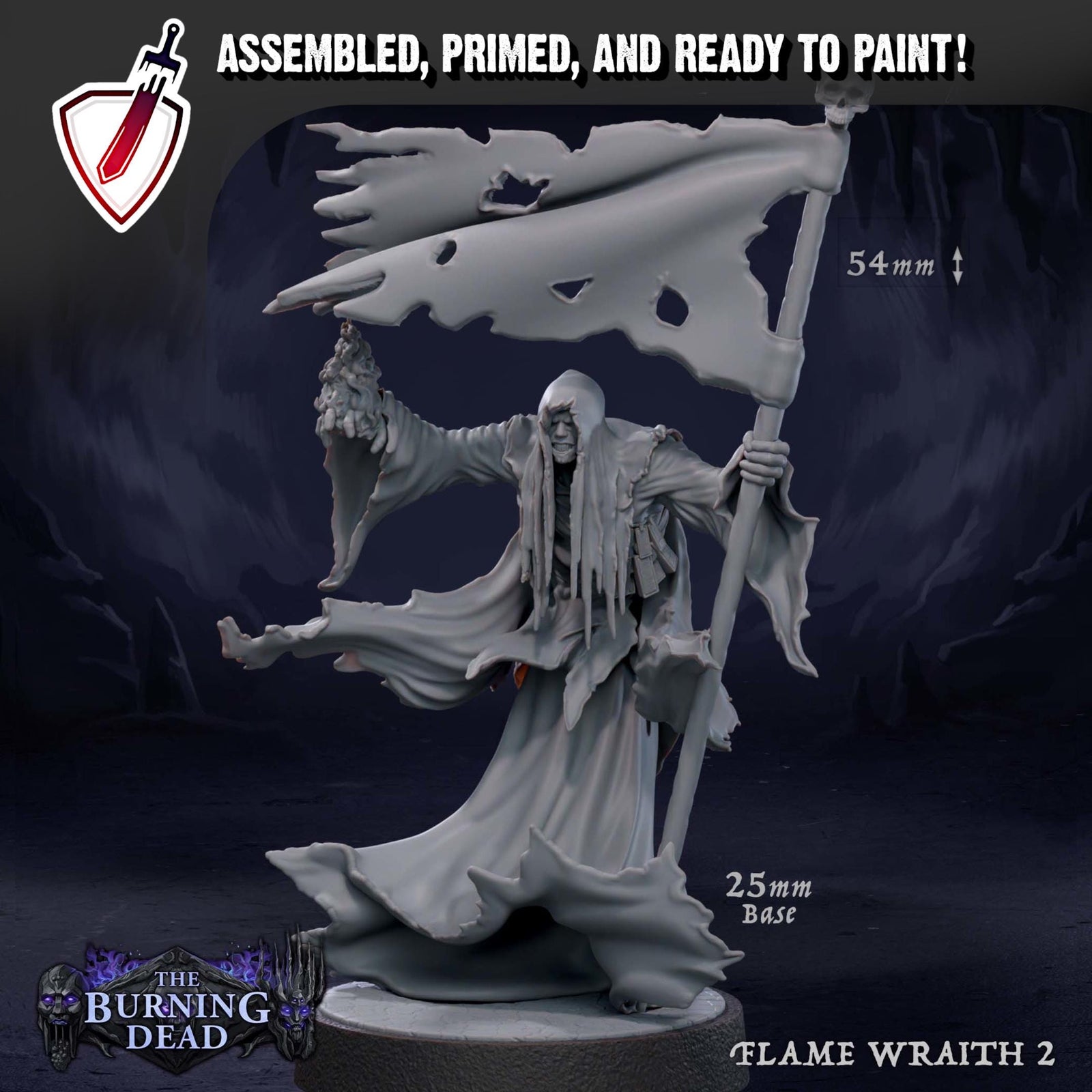 Flame Wraiths | Miniatures by Mammoth Factory | Resin Mini For Tabletop Gaming, D&D, Pathfinder, and Painting | Assembled and Primed