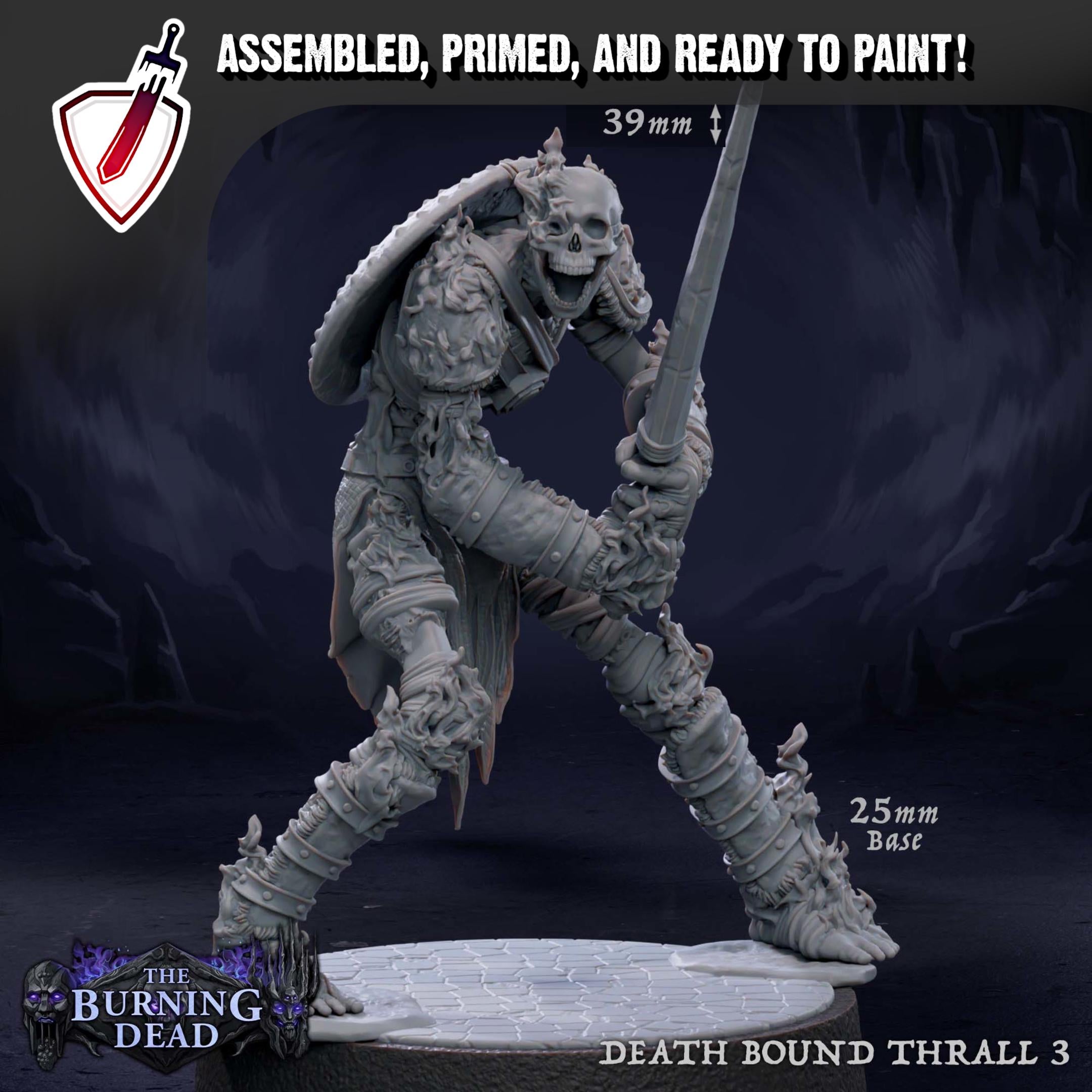 Death Bound Thrall (1-4) | Miniatures by Mammoth Factory | Resin Mini For Tabletop Gaming, D&D, Pathfinder, Painting | Assembled and Primed