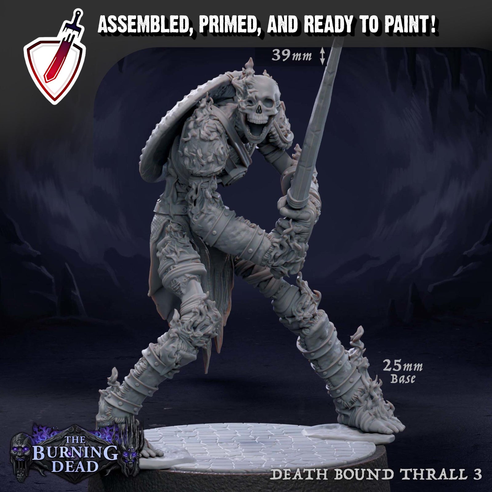 Death Bound Thrall (1-4) | Miniatures by Mammoth Factory | Resin Mini For Tabletop Gaming, D&D, Pathfinder, Painting | Assembled and Primed