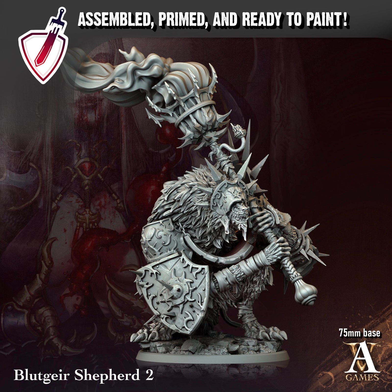 Blutgeir Shepherd | (Large) Miniatures by Archvillain Games | Resin Mini for Tabletop Gaming, D&D, Pathfinder, Painting | Assembled + Primed