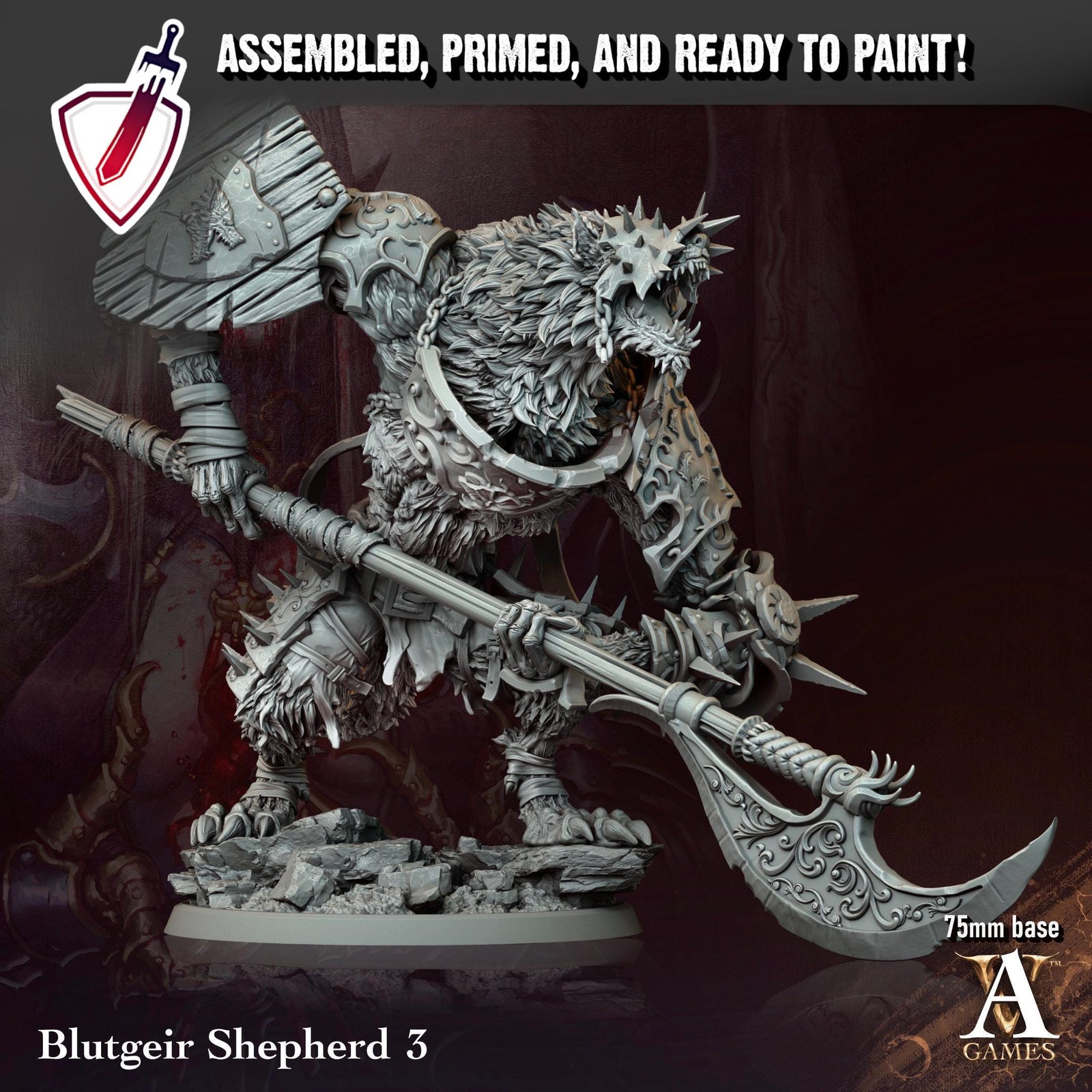 Blutgeir Shepherd | (Large) Miniatures by Archvillain Games | Resin Mini for Tabletop Gaming, D&D, Pathfinder, Painting | Assembled + Primed