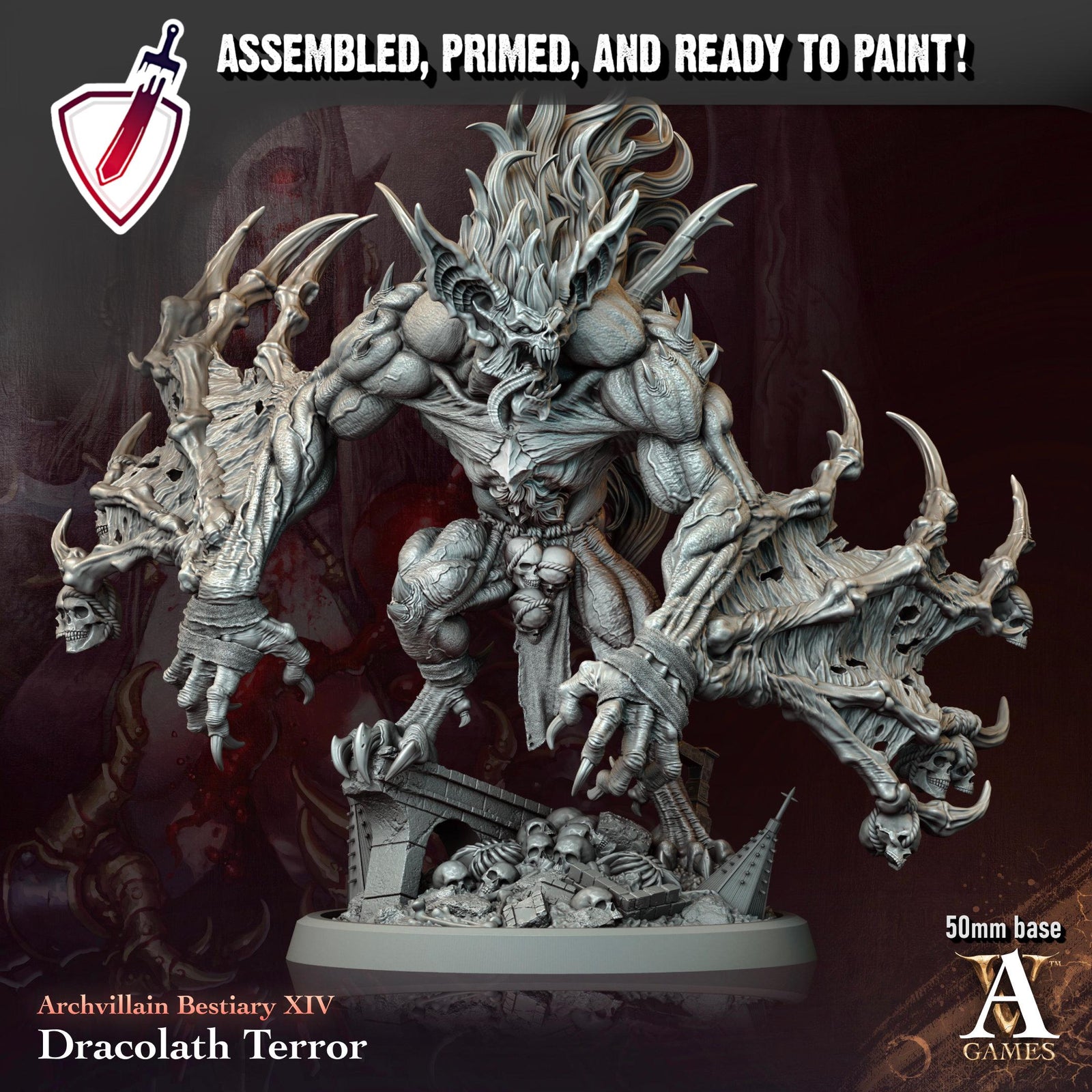 Dracolath Terror | Miniature by Archvillain Games | Resin Mini For Tabletop Gaming, D&D, Pathfinder, and Painting | Assembled and Primed