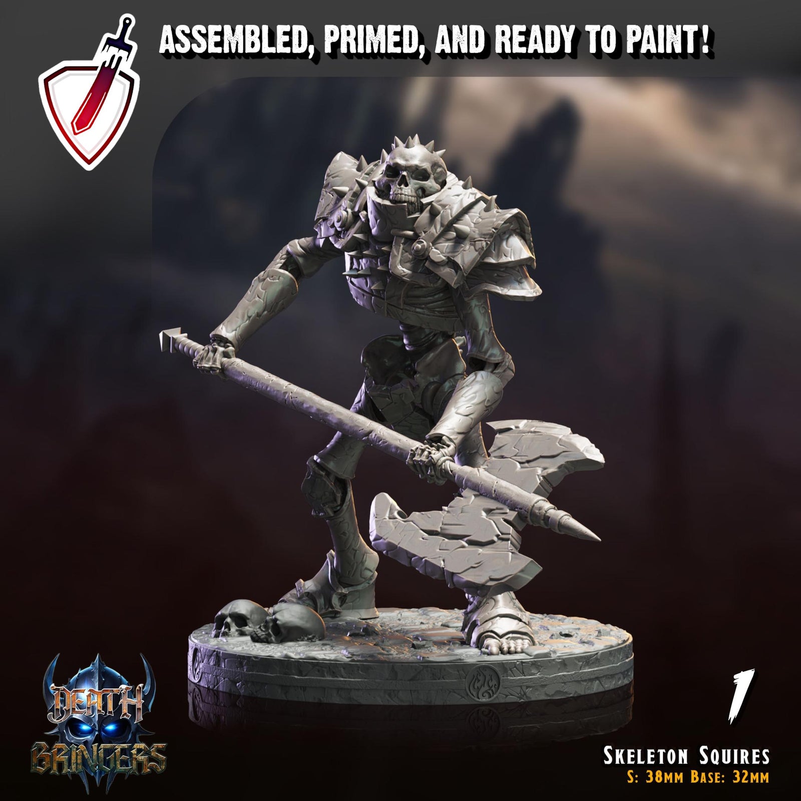 Skeleton Squires | Miniatures by Crippled God Foundry | Resin Mini For Tabletop Gaming, D&D, Pathfinder, Painting | Assembled and Primed