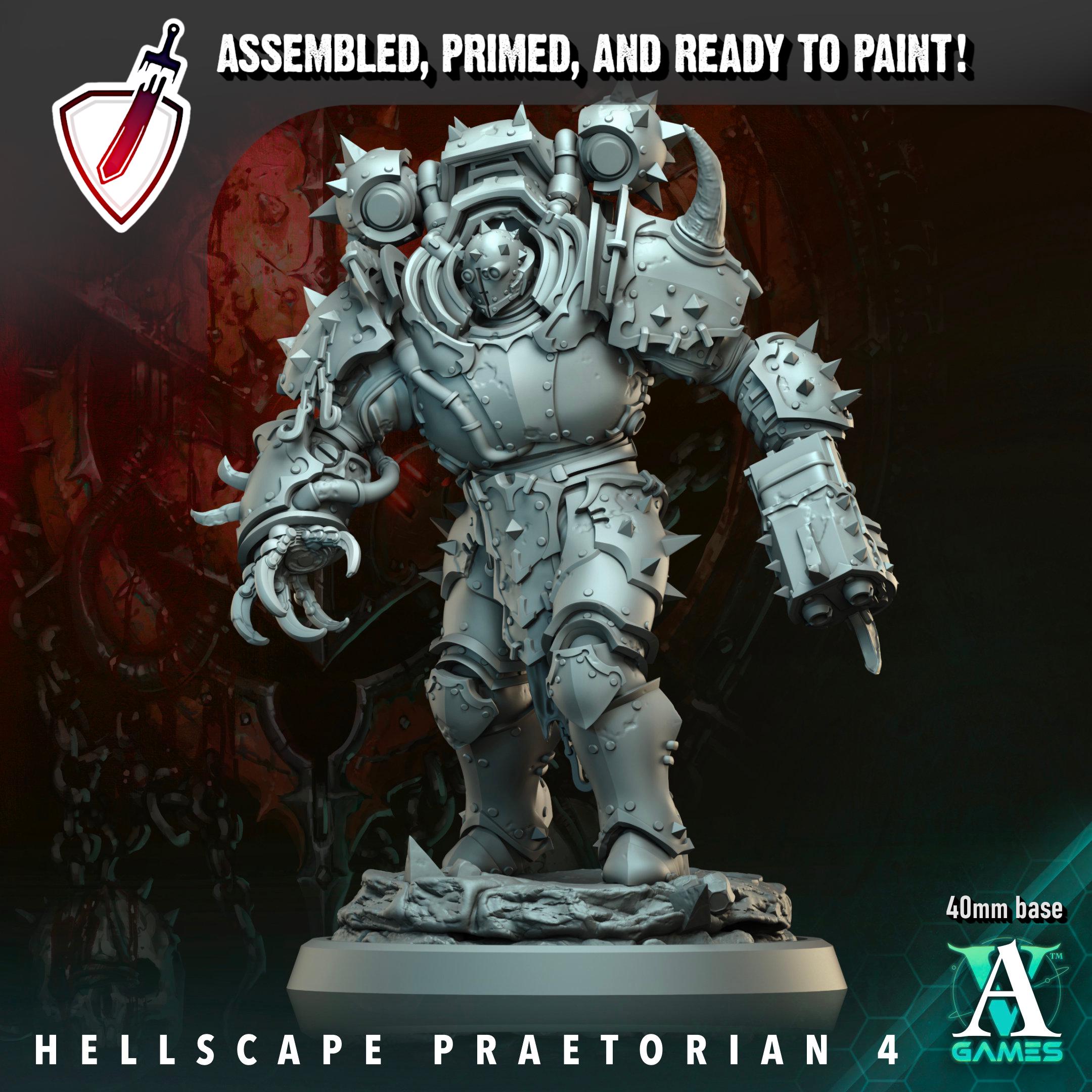 Hellscape Praetorian | Miniatures by Archvillain Games | Resin Mini for Tabletop Gaming, D&D, Wargaming, and Painting | Assembled and Primed