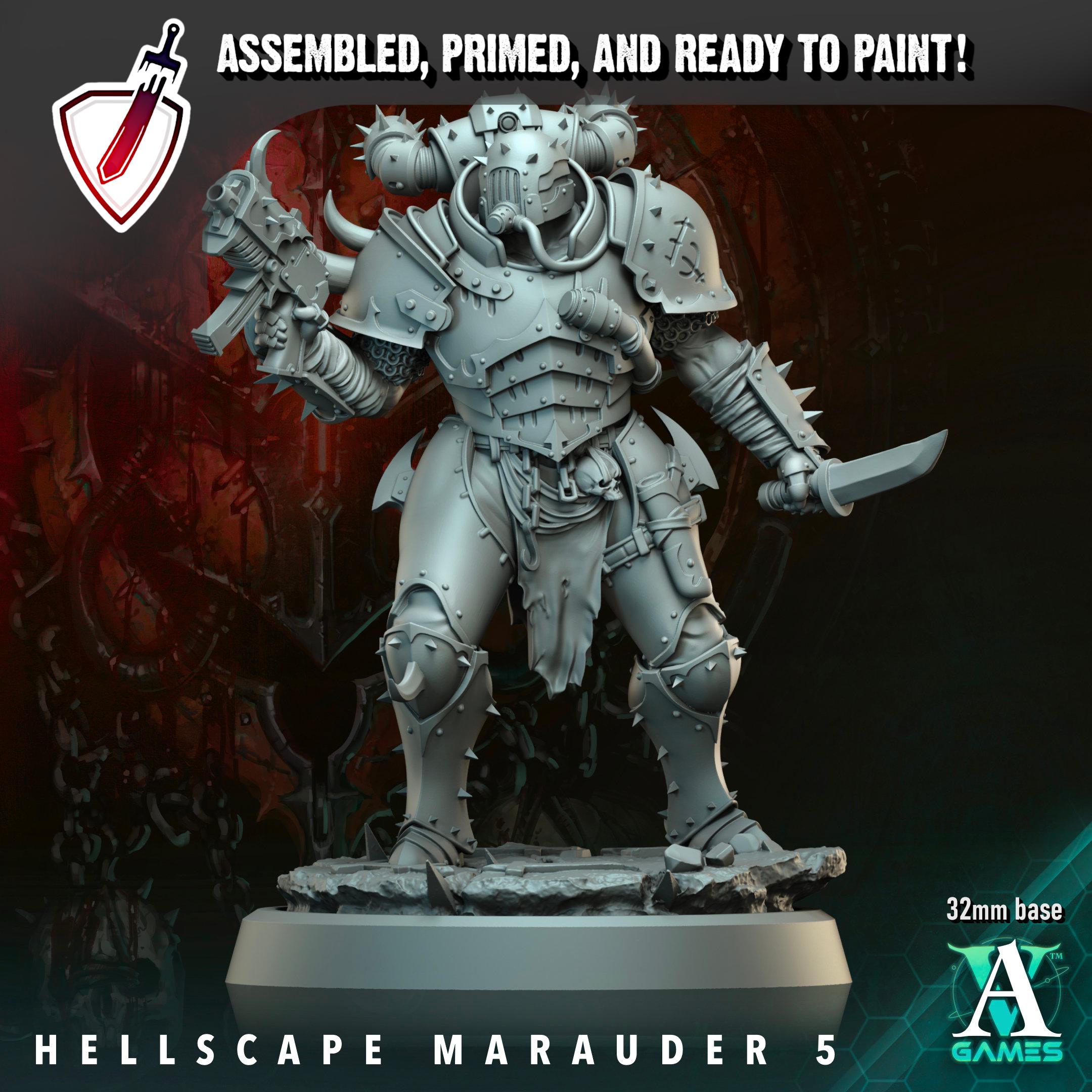 Hellscape Marauder (1-5) | Miniatures by Archvillain Games | Resin Mini for Tabletop Gaming, D&D, Wargaming, Painting | Assembled and Primed