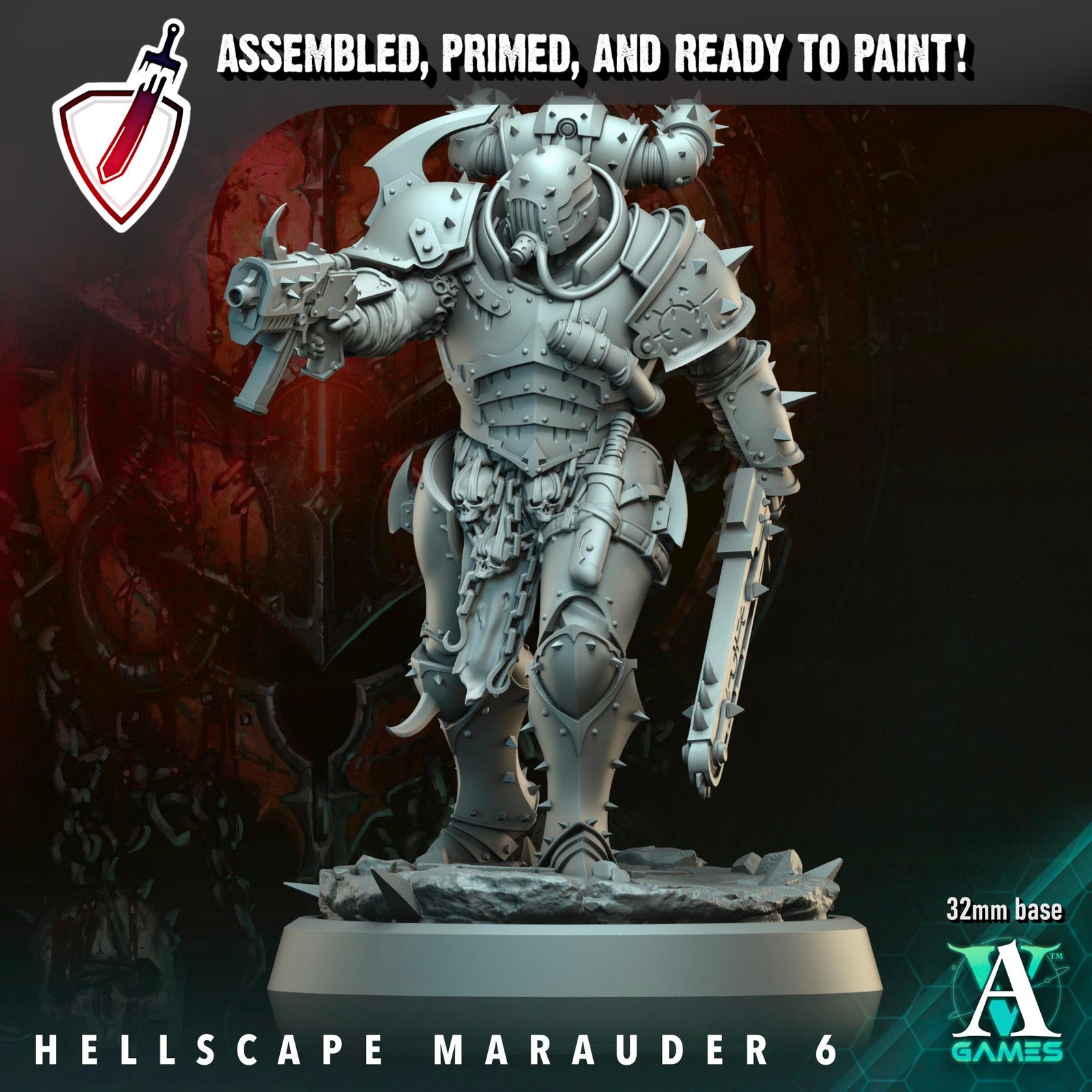 Hellscape Marauders (6-11) | Miniatures by Archvillain Games | Resin Mini for Tabletop Gaming, D&D, Wargaming, Painting | Assembled + Primed