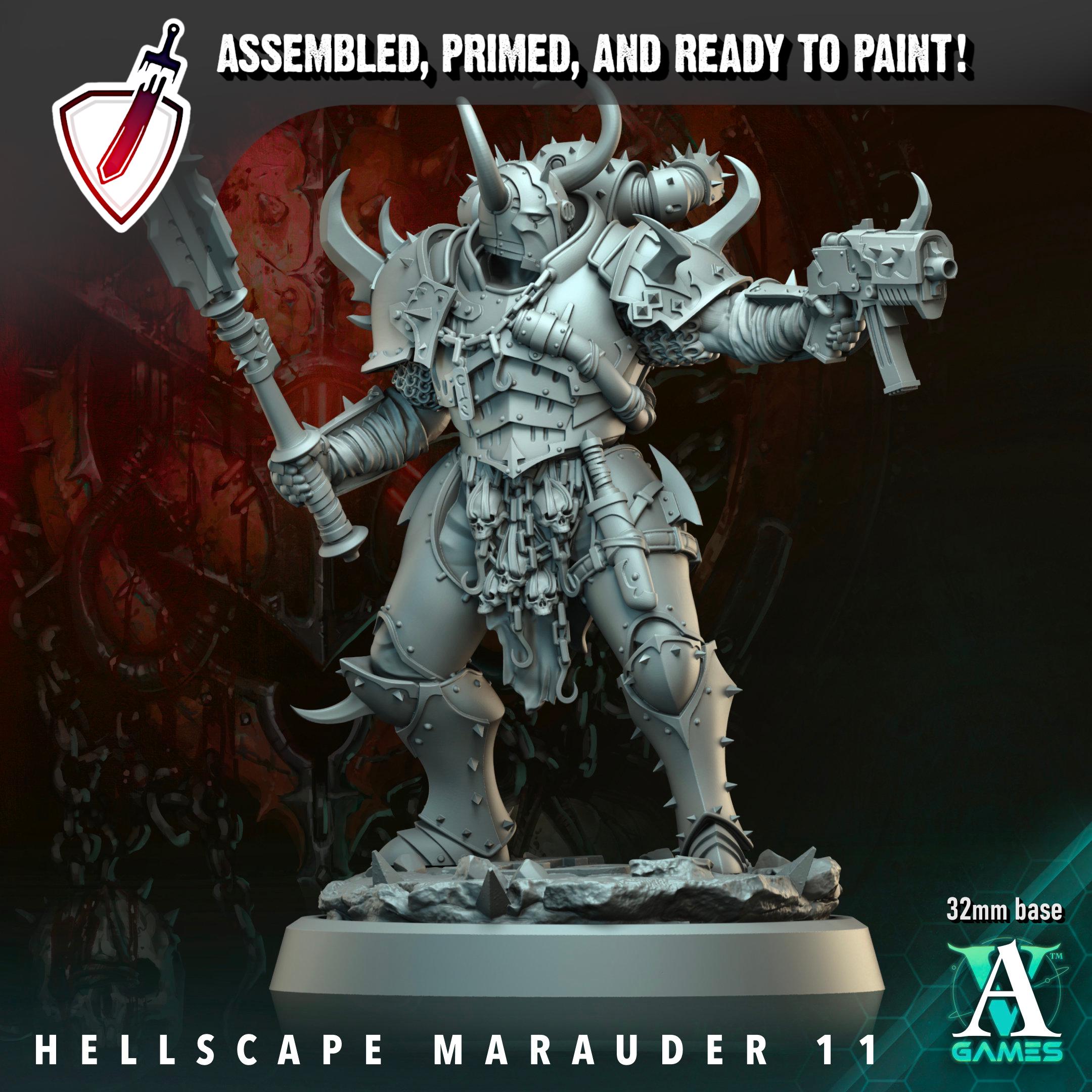 Hellscape Marauders (6-11) | Miniatures by Archvillain Games | Resin Mini for Tabletop Gaming, D&D, Wargaming, Painting | Assembled + Primed