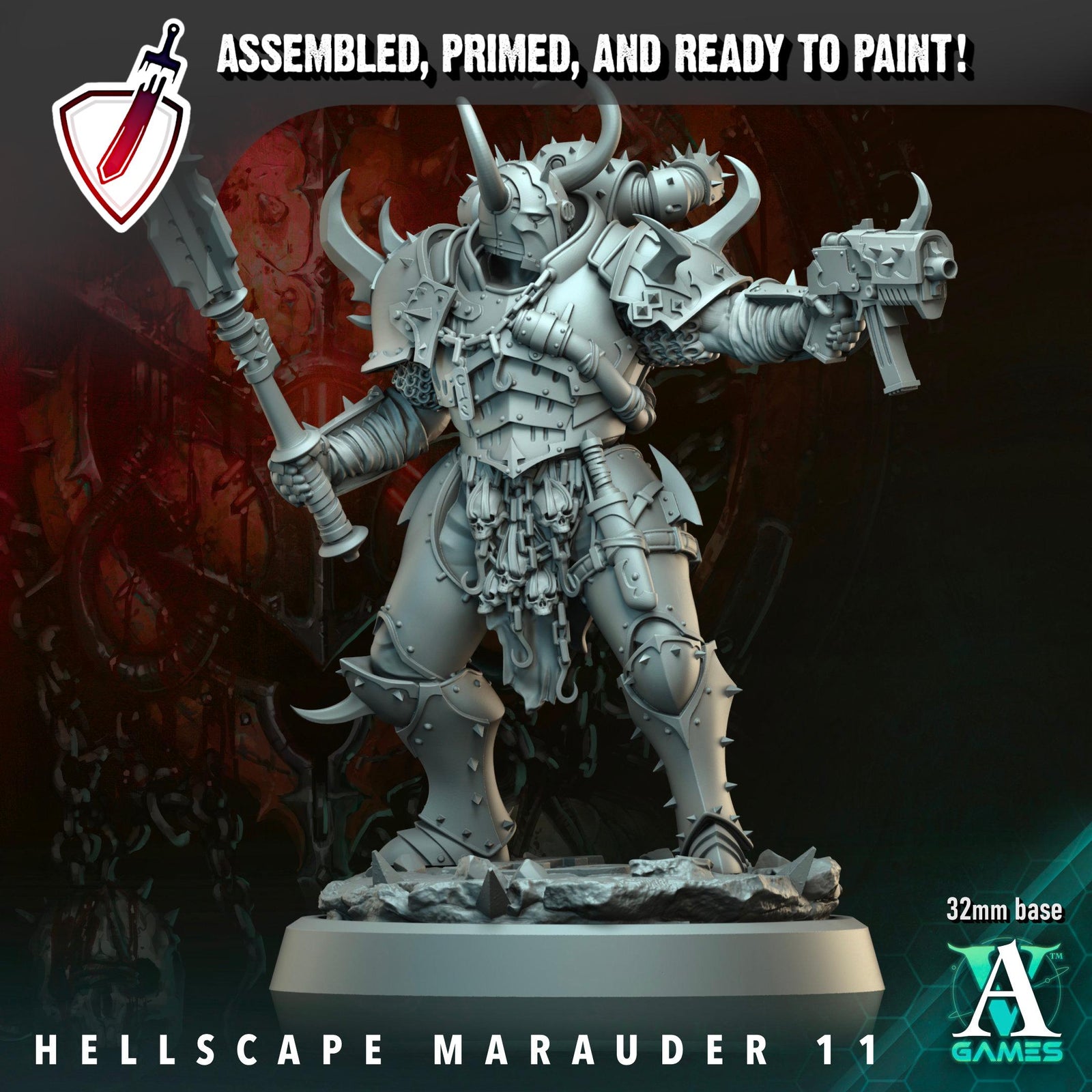 Hellscape Marauders (6-11) | Miniatures by Archvillain Games | Resin Mini for Tabletop Gaming, D&D, Wargaming, Painting | Assembled + Primed