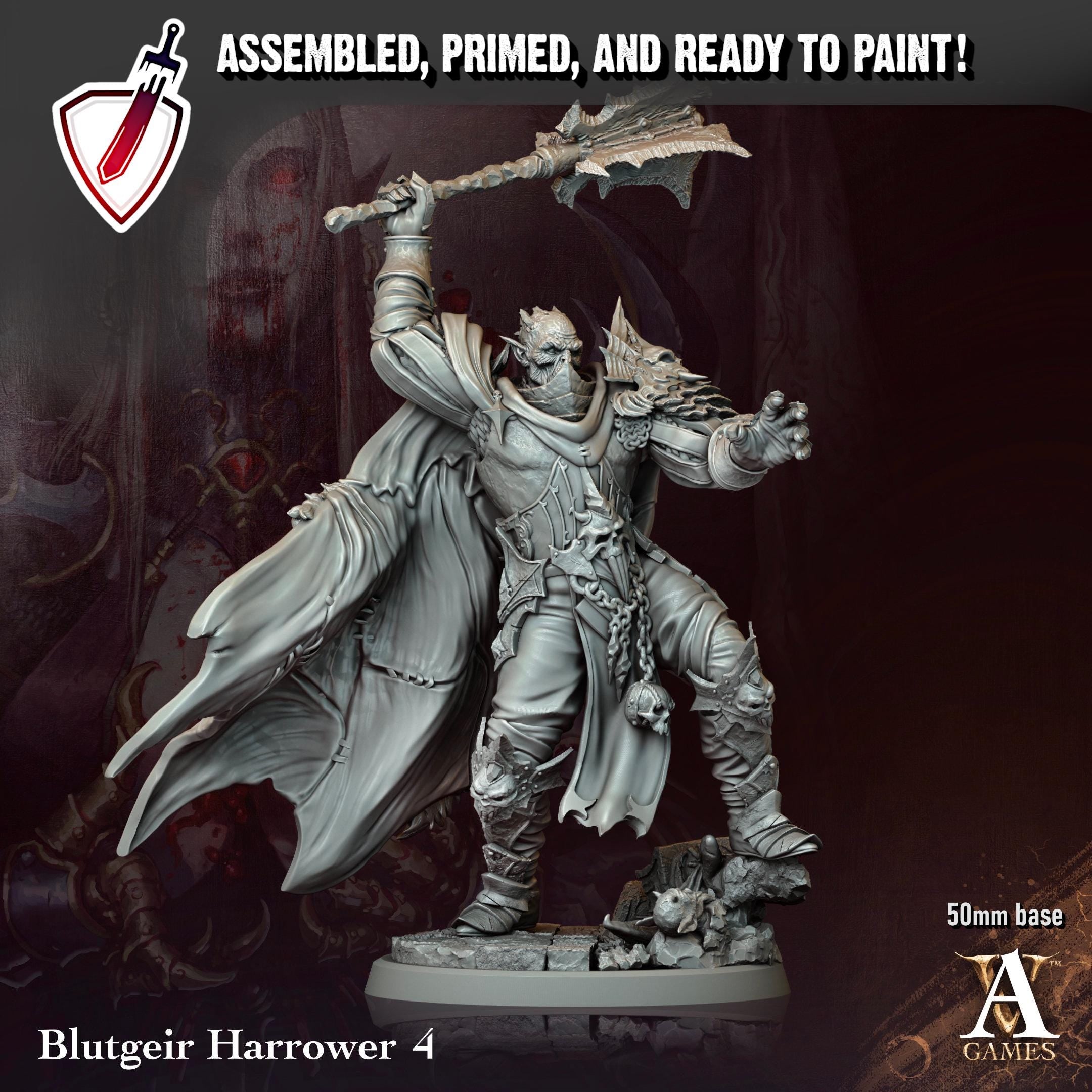 Blutgeir Harrower | Miniatures by Archvillain Games | Resin Mini for Tabletop Gaming, D&D, Pathfinder, Painting | Assembled + Primed