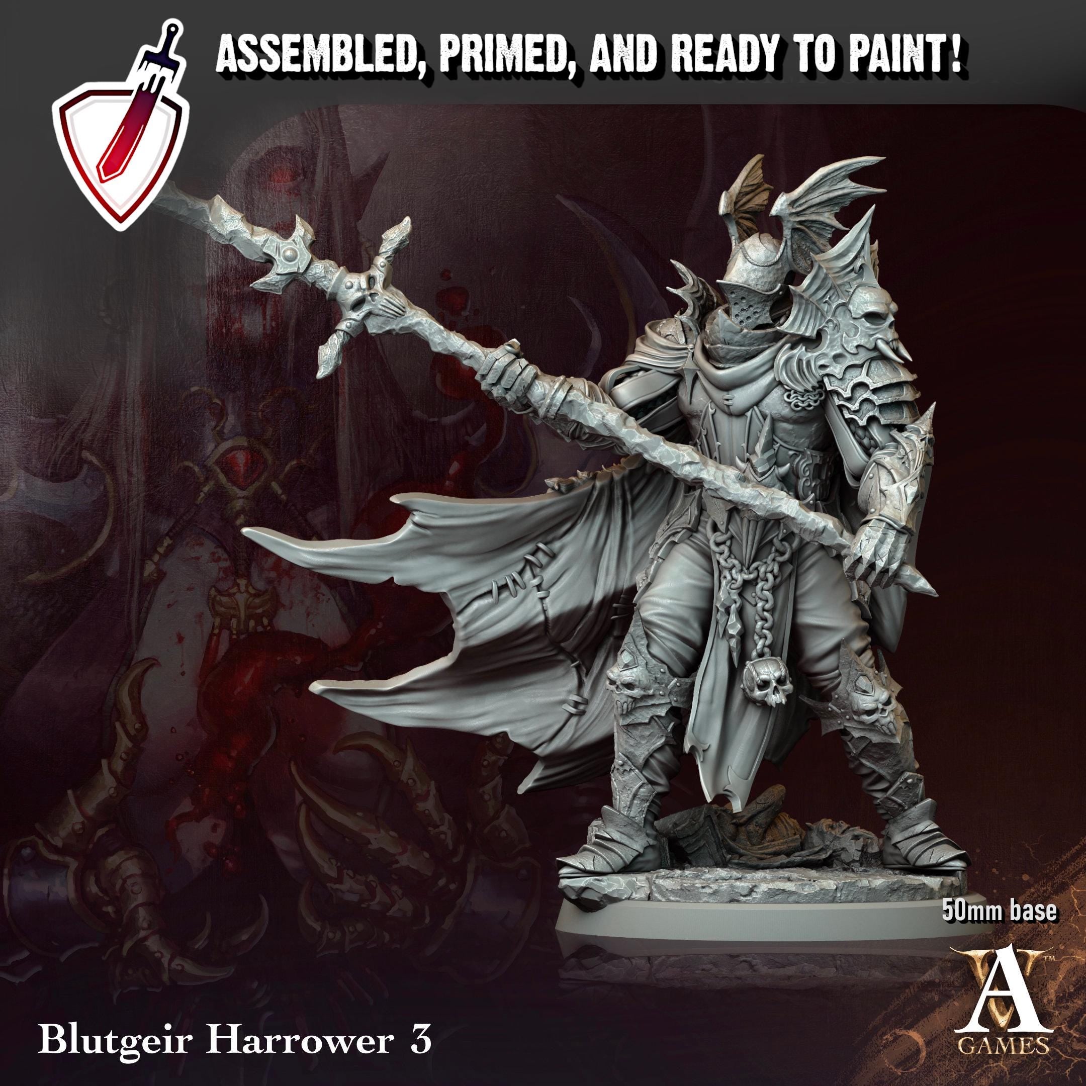 Blutgeir Harrower | Miniatures by Archvillain Games | Resin Mini for Tabletop Gaming, D&D, Pathfinder, Painting | Assembled + Primed
