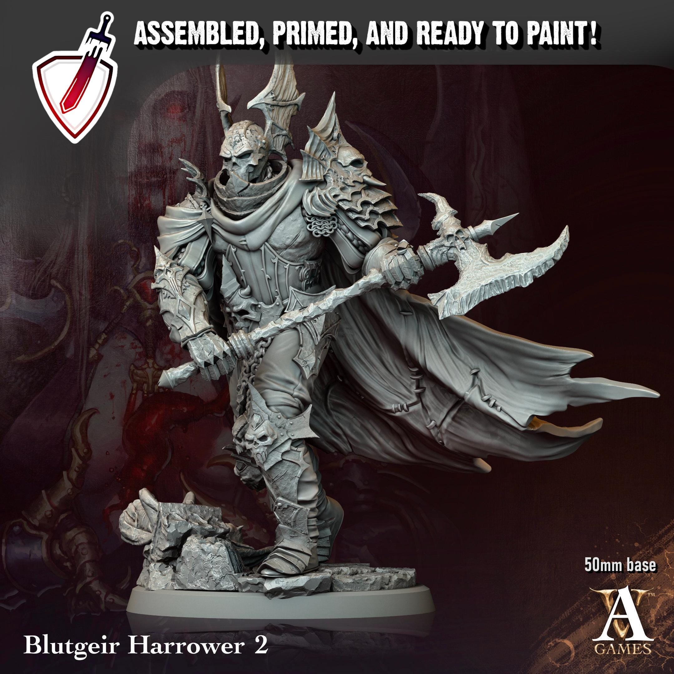 Blutgeir Harrower | Miniatures by Archvillain Games | Resin Mini for Tabletop Gaming, D&D, Pathfinder, Painting | Assembled + Primed