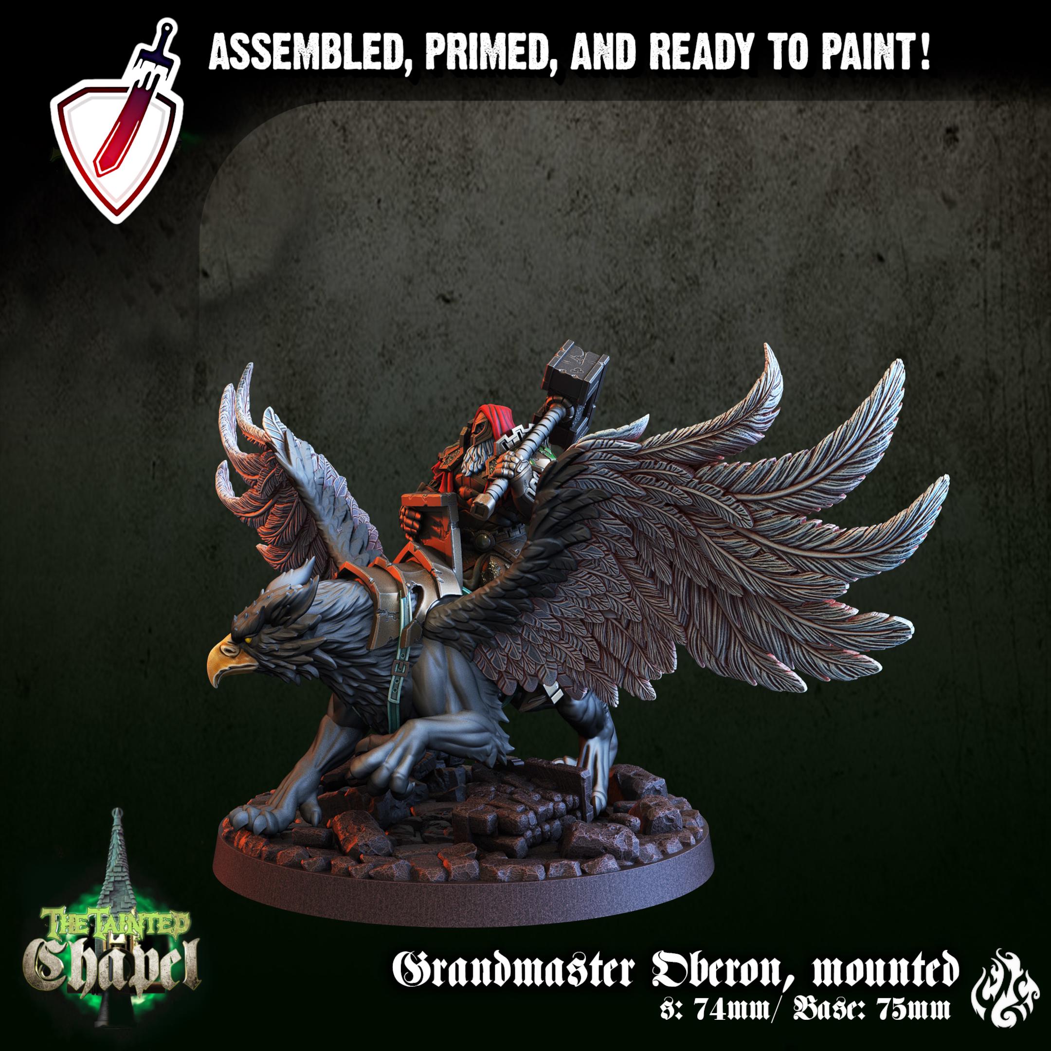 Grandmaster Oberon, Mounted | Miniature by Crippled God Foundry | For Tabletop Gaming, D&D, Pathfinder, and Painting | Assembled and Primed