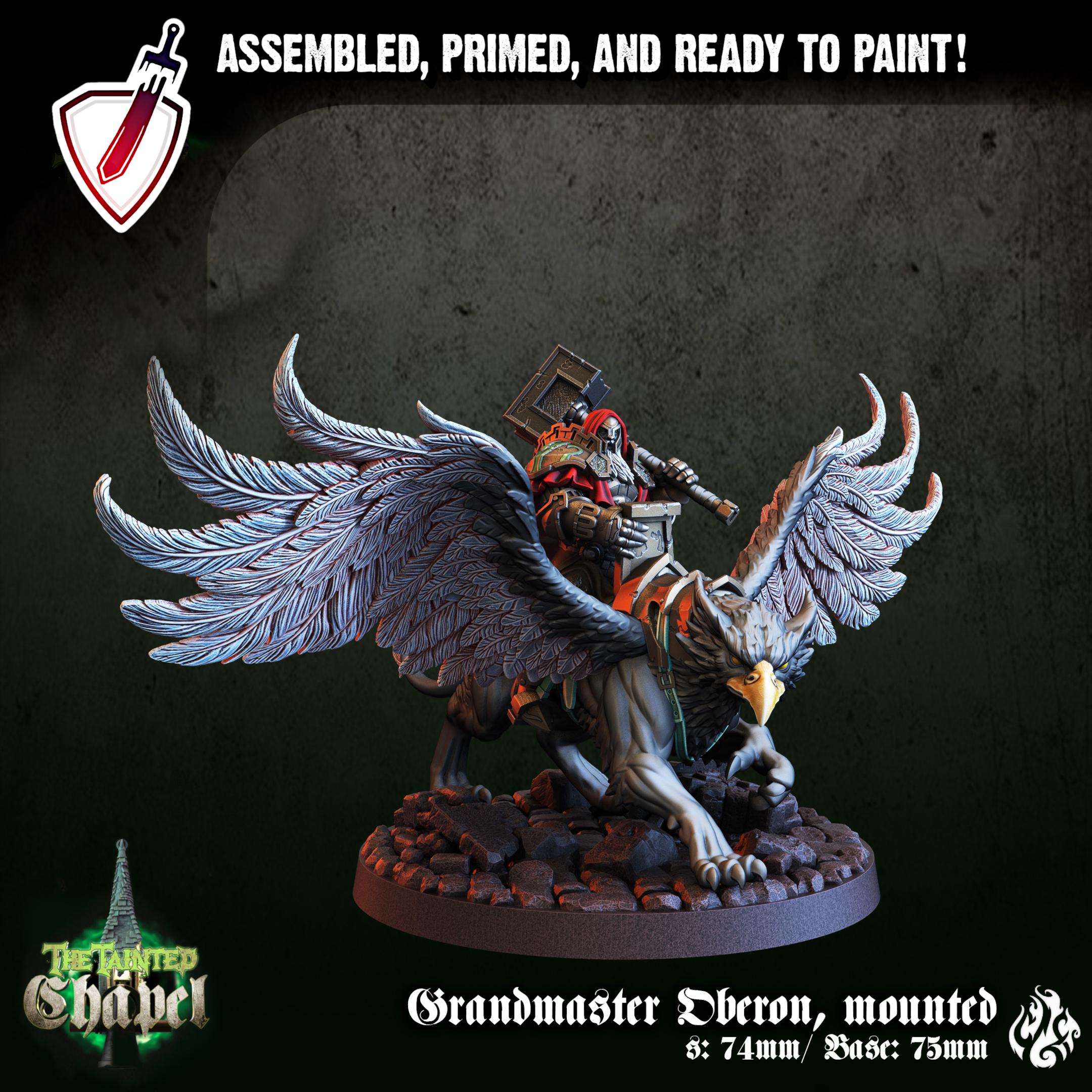 Grandmaster Oberon, Mounted | Miniature by Crippled God Foundry | For Tabletop Gaming, D&D, Pathfinder, and Painting | Assembled and Primed