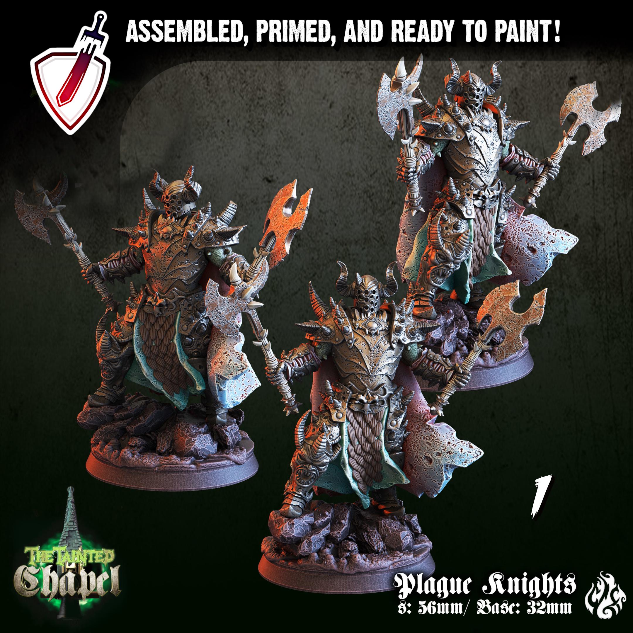 Plague Knights | Miniatures by Crippled God Foundry | Resin Mini For Tabletop Gaming, D&D, Pathfinder, and Painting | Assembled and Primed