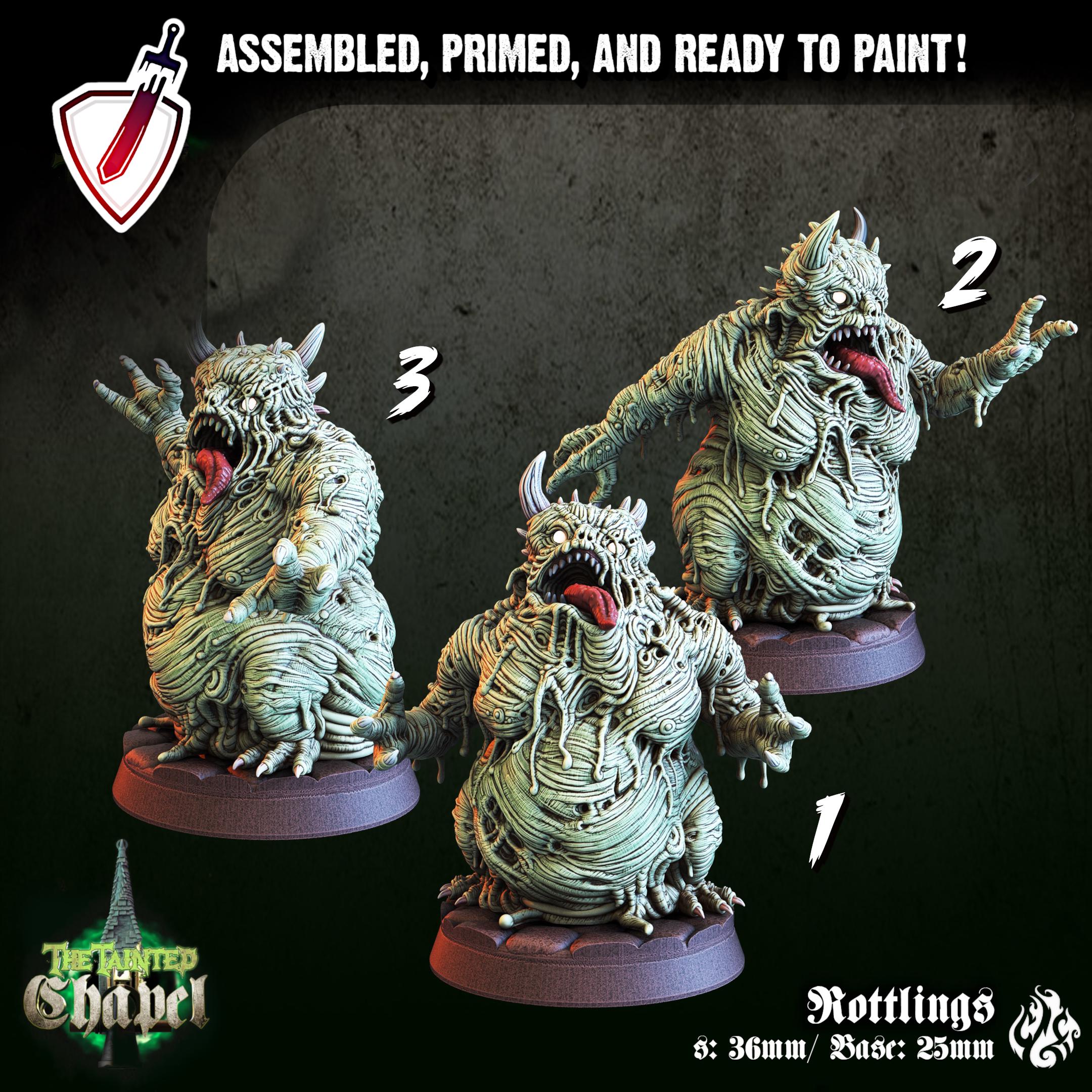 Rottlings | Miniatures by Crippled God Foundry | Resin Mini For Tabletop Gaming, D&D, Pathfinder, and Painting | Assembled and Primed