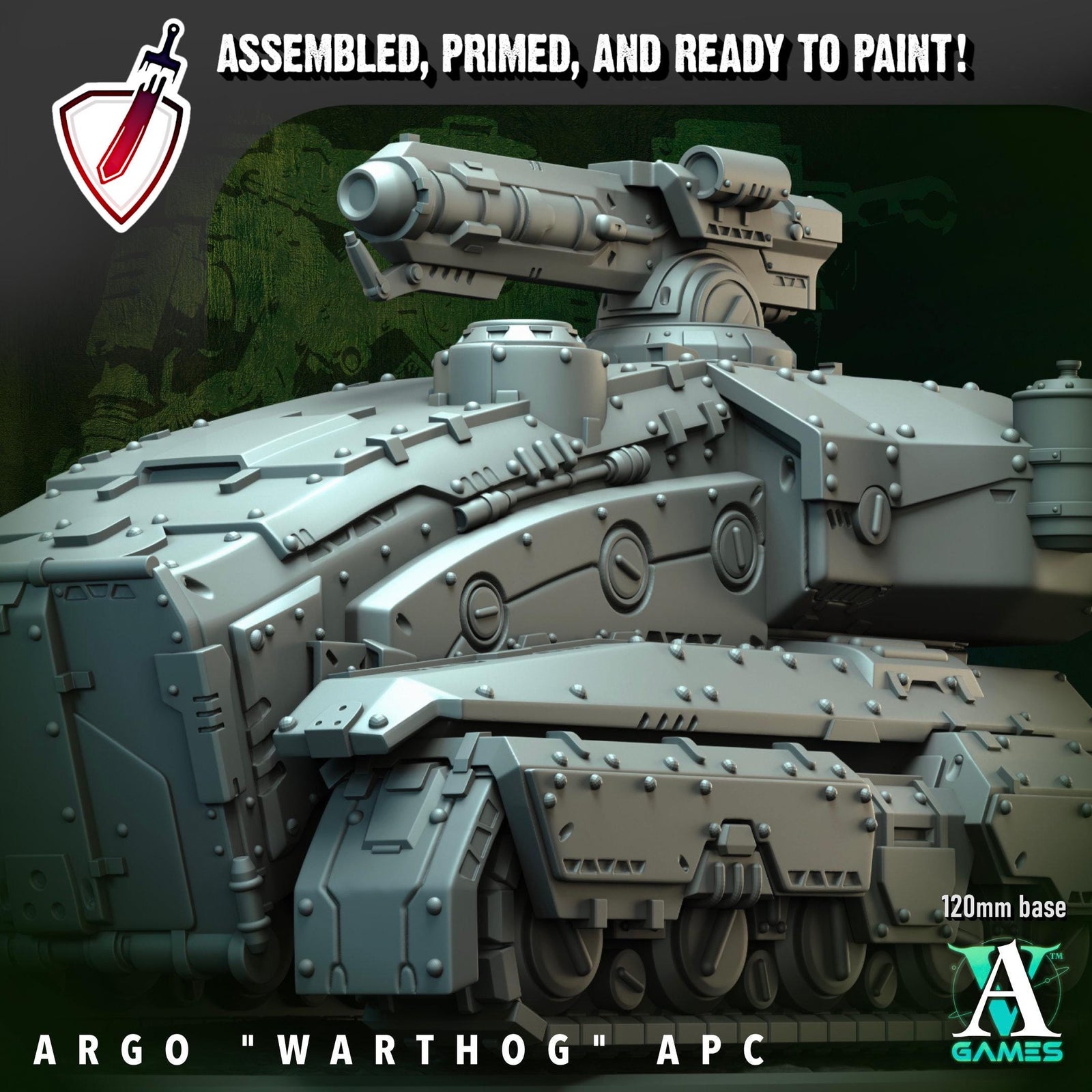 Argo Warthog APC | (Large) Miniatures by Archvillain Games | Resin Mini For Tabletop Wargaming, RPGs, Painting | Assembled and Primed