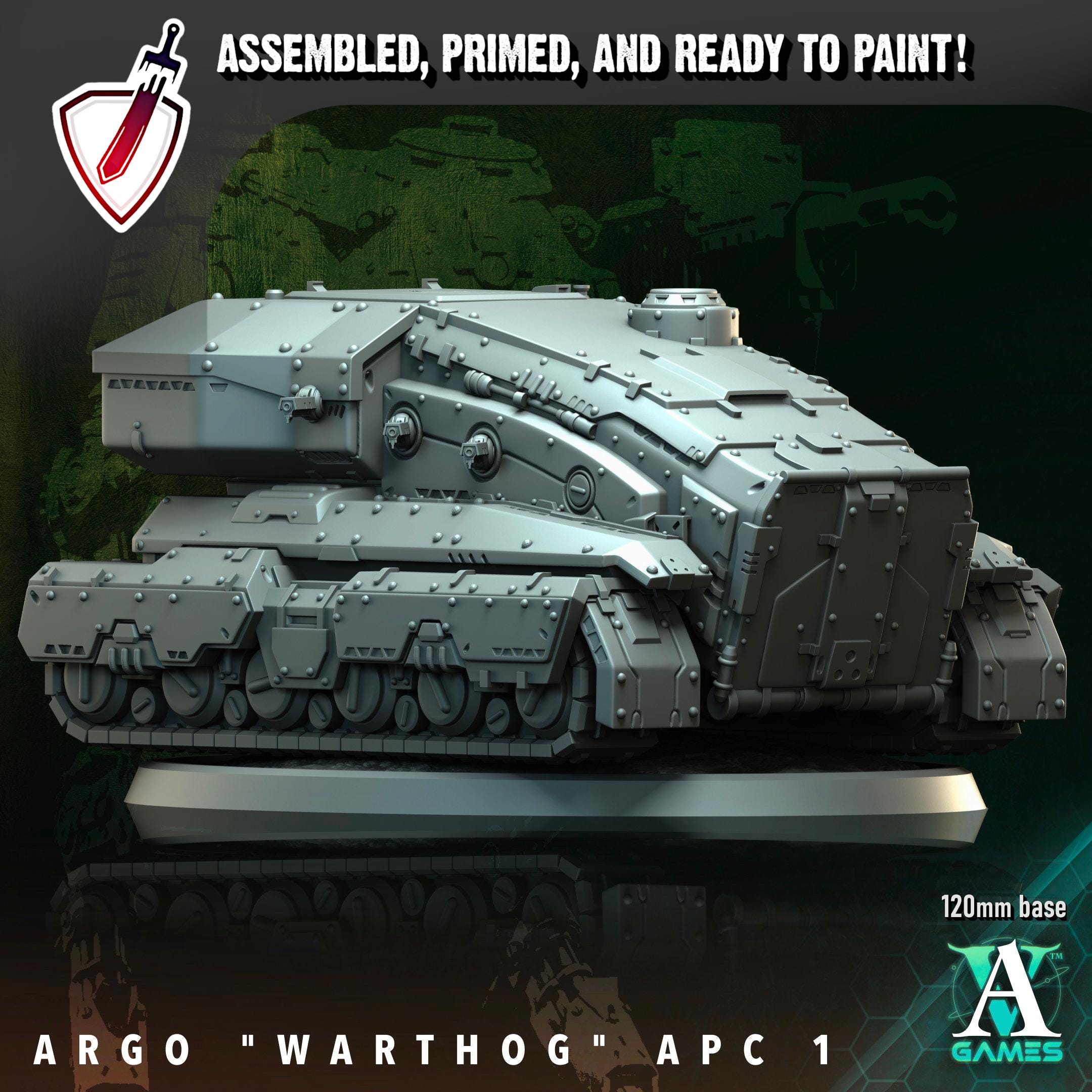 Argo Warthog APC | (Large) Miniatures by Archvillain Games | Resin Mini For Tabletop Wargaming, RPGs, Painting | Assembled and Primed
