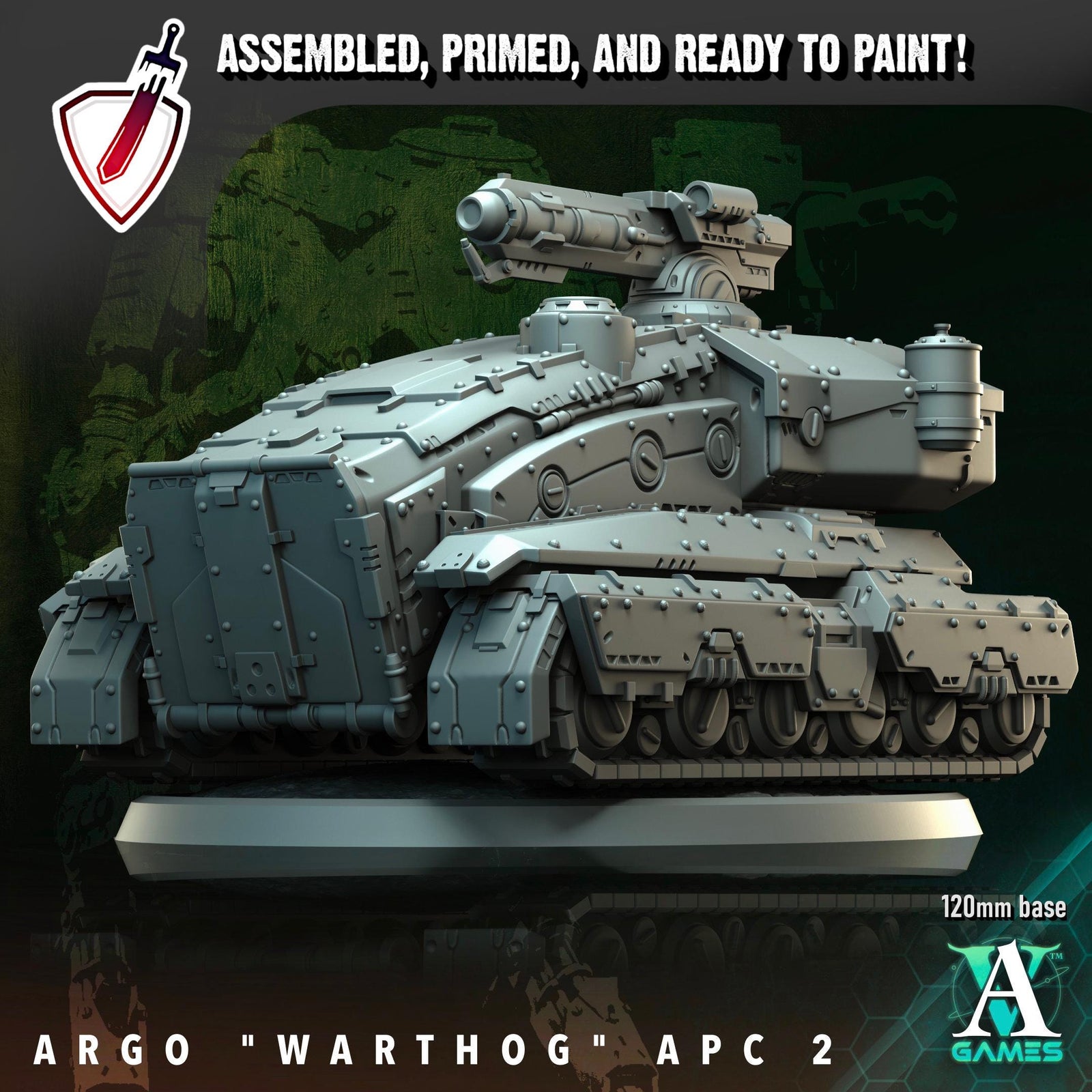 Argo Warthog APC | (Large) Miniatures by Archvillain Games | Resin Mini For Tabletop Wargaming, RPGs, Painting | Assembled and Primed