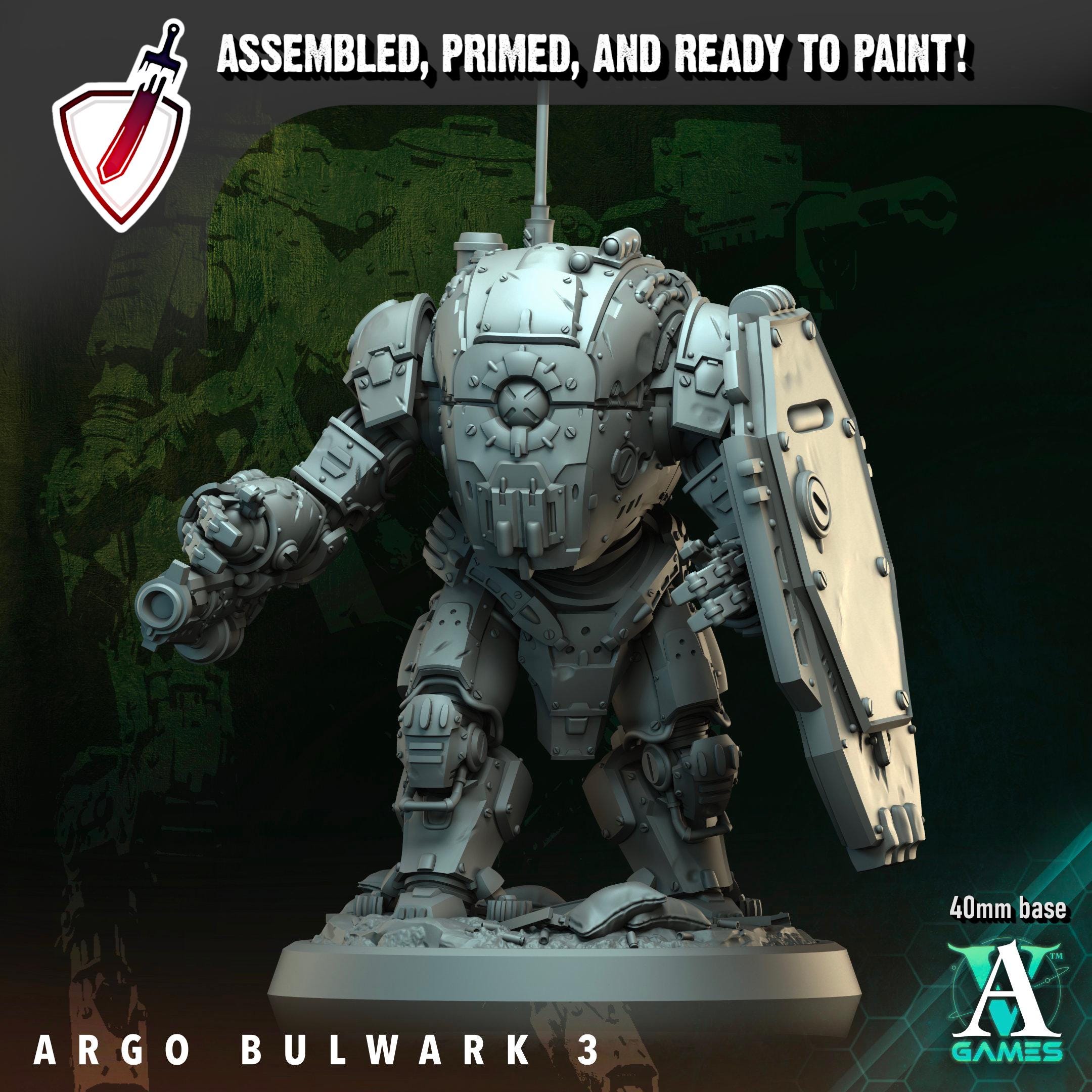 Argo Bulwark | (Large) Miniatures by Archvillain Games | Resin Mini For Tabletop Wargaming, RPGs, Painting | Assembled and Primed