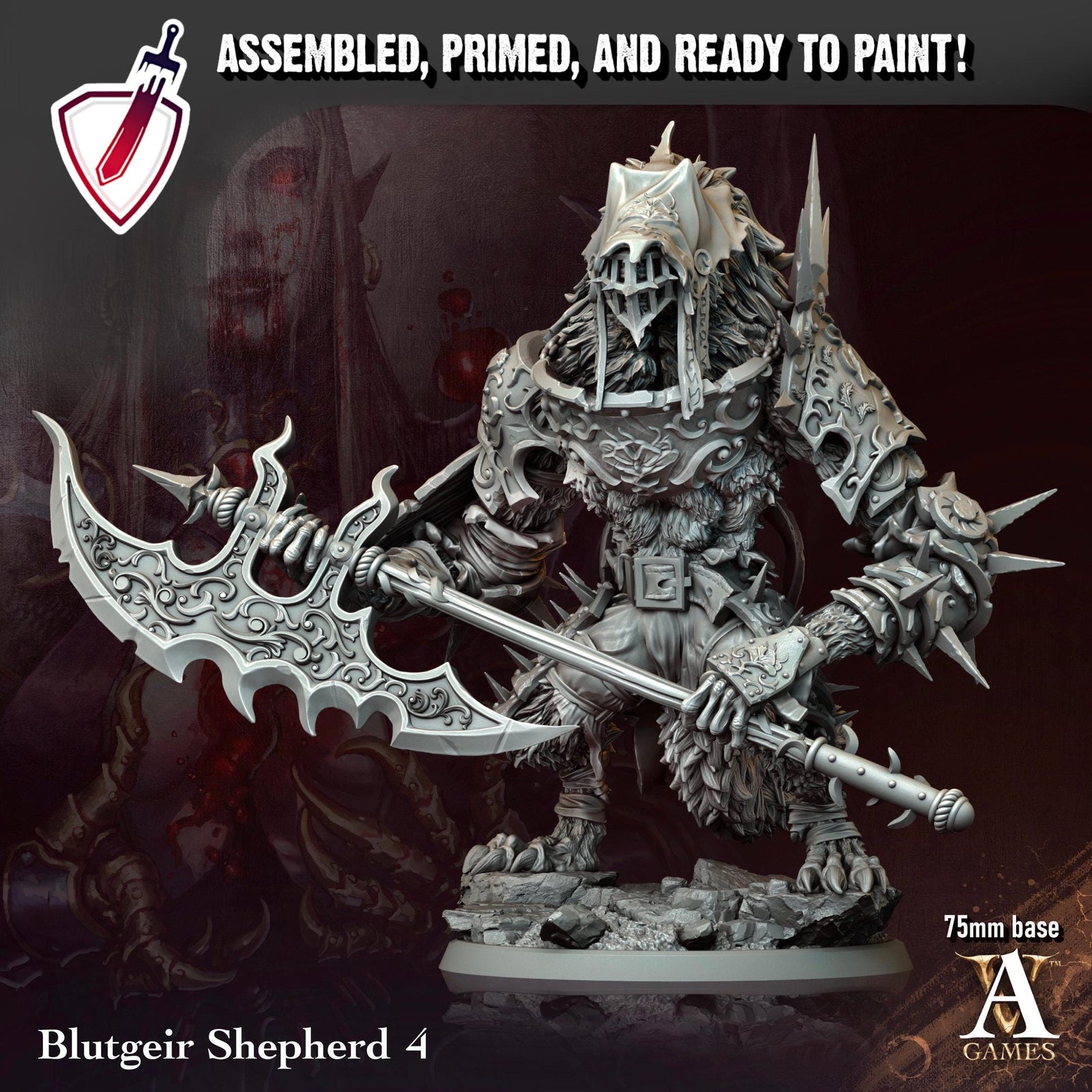 Blutgeir Shepherd | (Large) Miniatures by Archvillain Games | Resin Mini for Tabletop Gaming, D&D, Pathfinder, Painting | Assembled + Primed