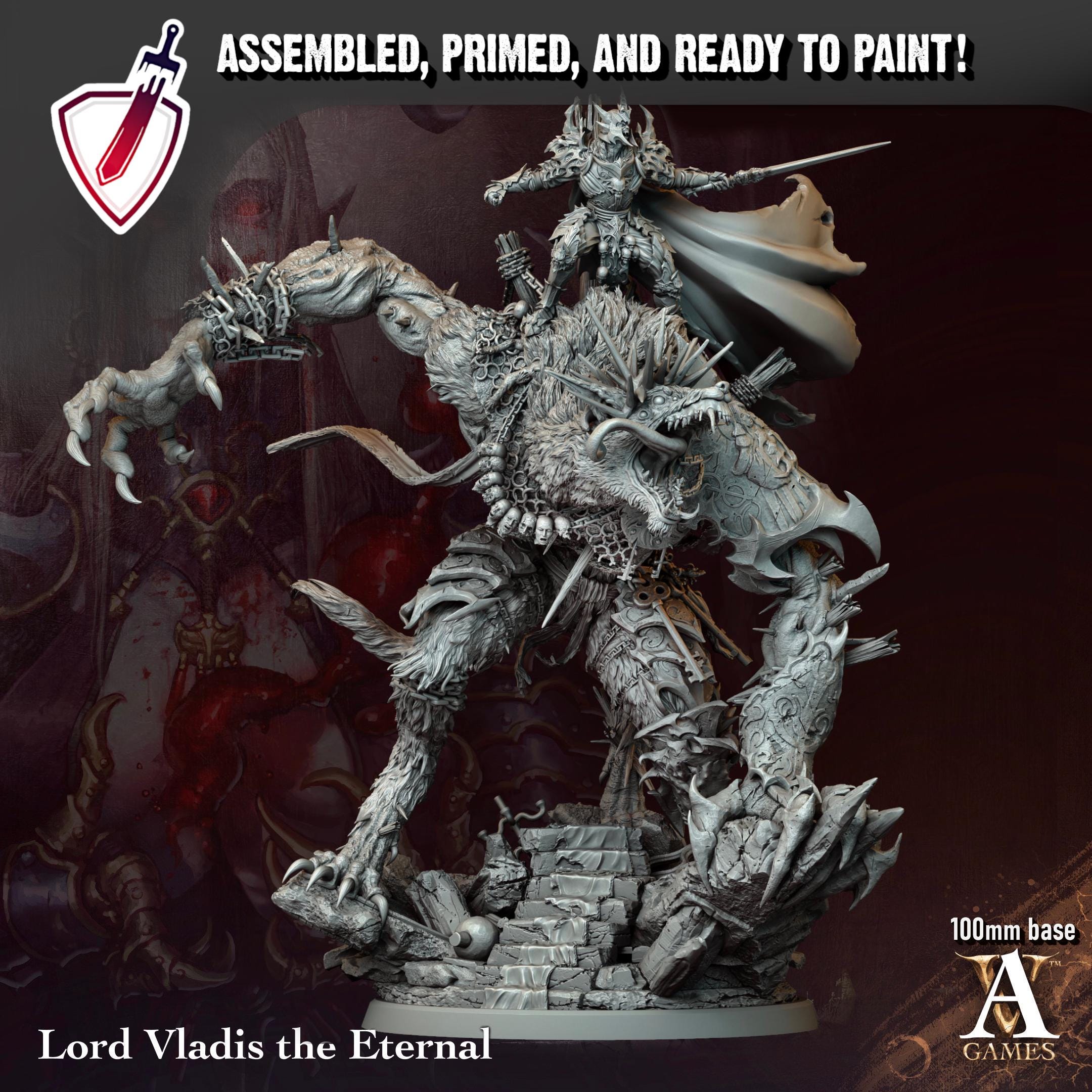Lord Vladis | (Massive) Miniature by Archvillain Games | For Tabletop Gaming, D&D, Pathfinder, and Painting | Assembled and Primed