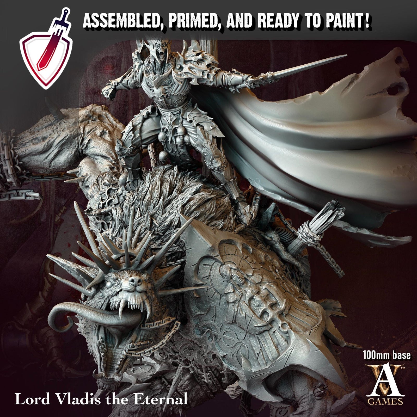 Lord Vladis | (Massive) Miniature by Archvillain Games | For Tabletop Gaming, D&D, Pathfinder, and Painting | Assembled and Primed
