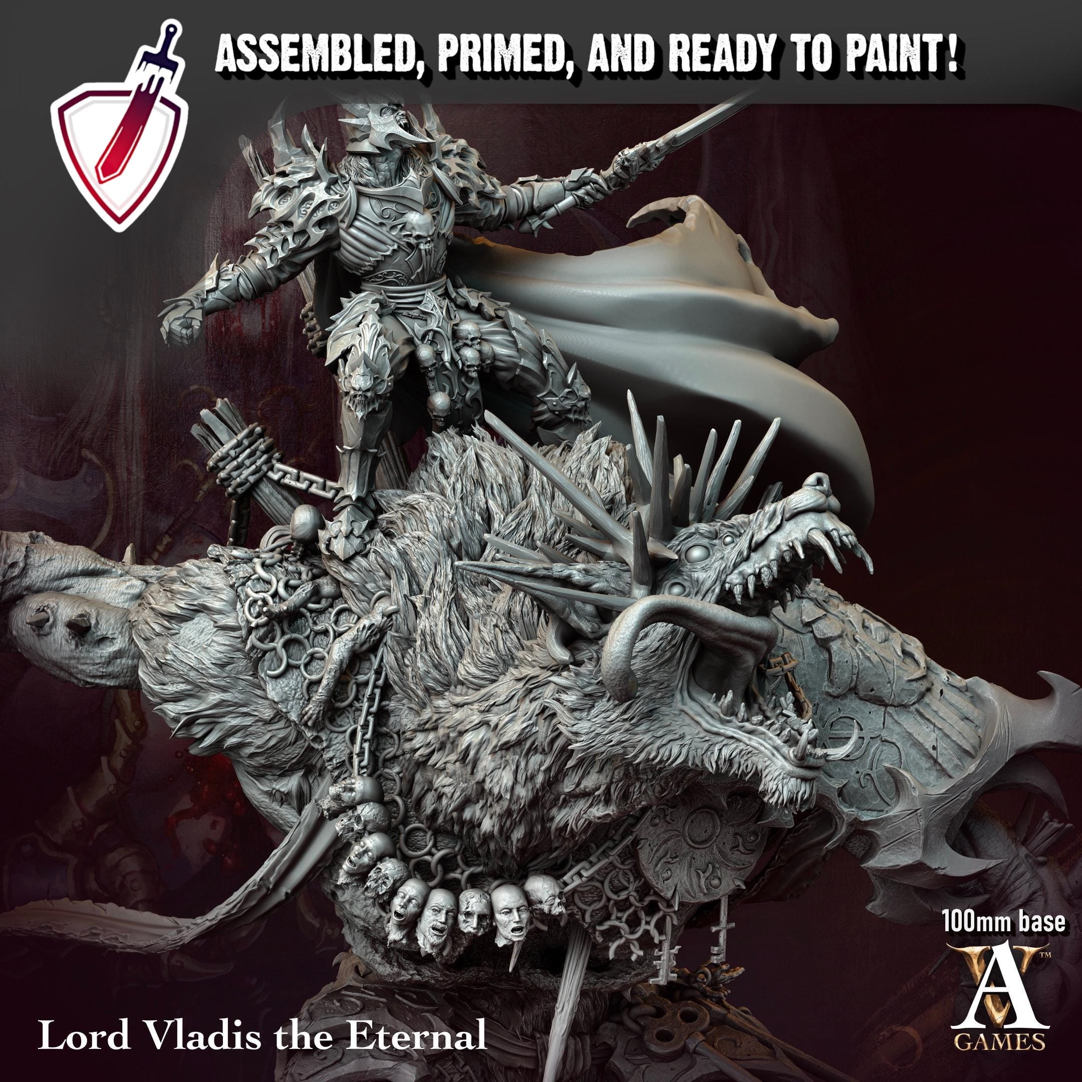 Lord Vladis | (Massive) Miniature by Archvillain Games | For Tabletop Gaming, D&D, Pathfinder, and Painting | Assembled and Primed