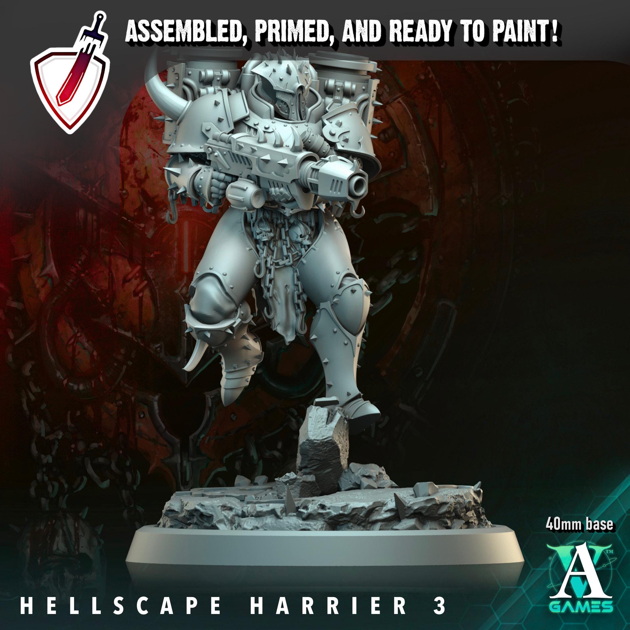 Hellscape Harrier | Miniatures by Archvillain Games | Resin Mini for Tabletop Gaming, D&D, Wargaming, and Painting | Assembled and Primed