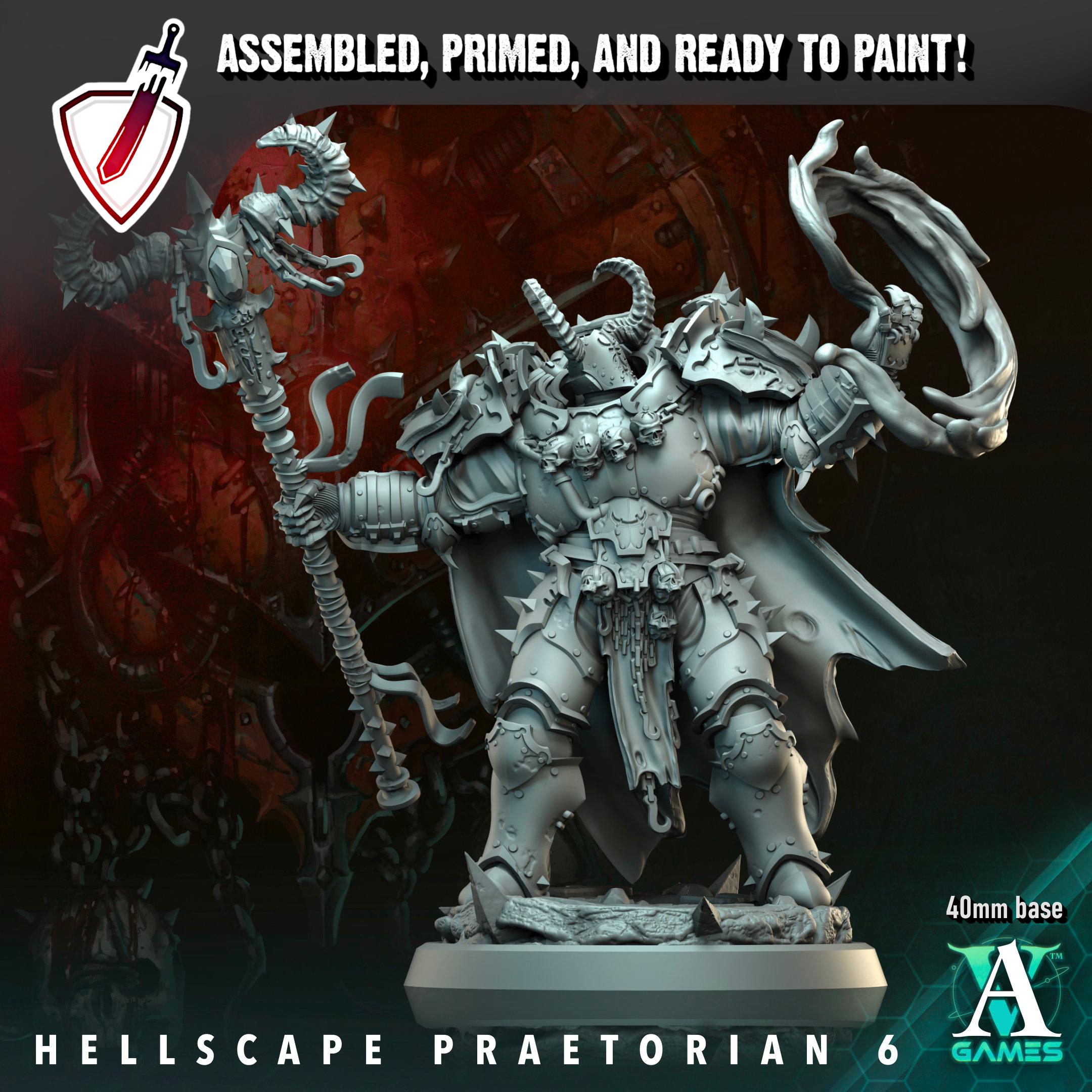 Hellscape Praetorian | Miniatures by Archvillain Games | Resin Mini for Tabletop Gaming, D&D, Wargaming, and Painting | Assembled and Primed