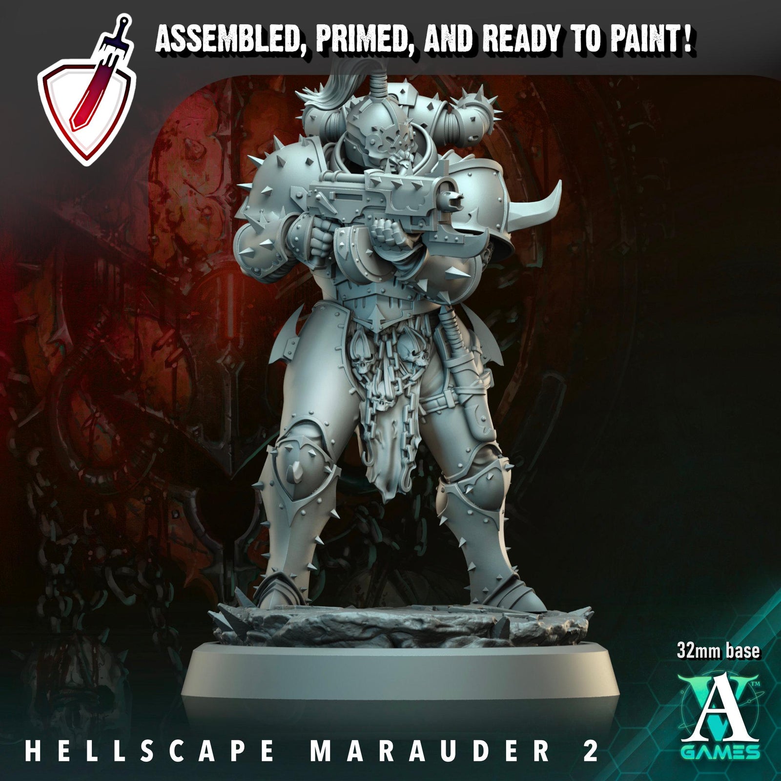 Hellscape Marauder (1-5) | Miniatures by Archvillain Games | Resin Mini for Tabletop Gaming, D&D, Wargaming, Painting | Assembled and Primed