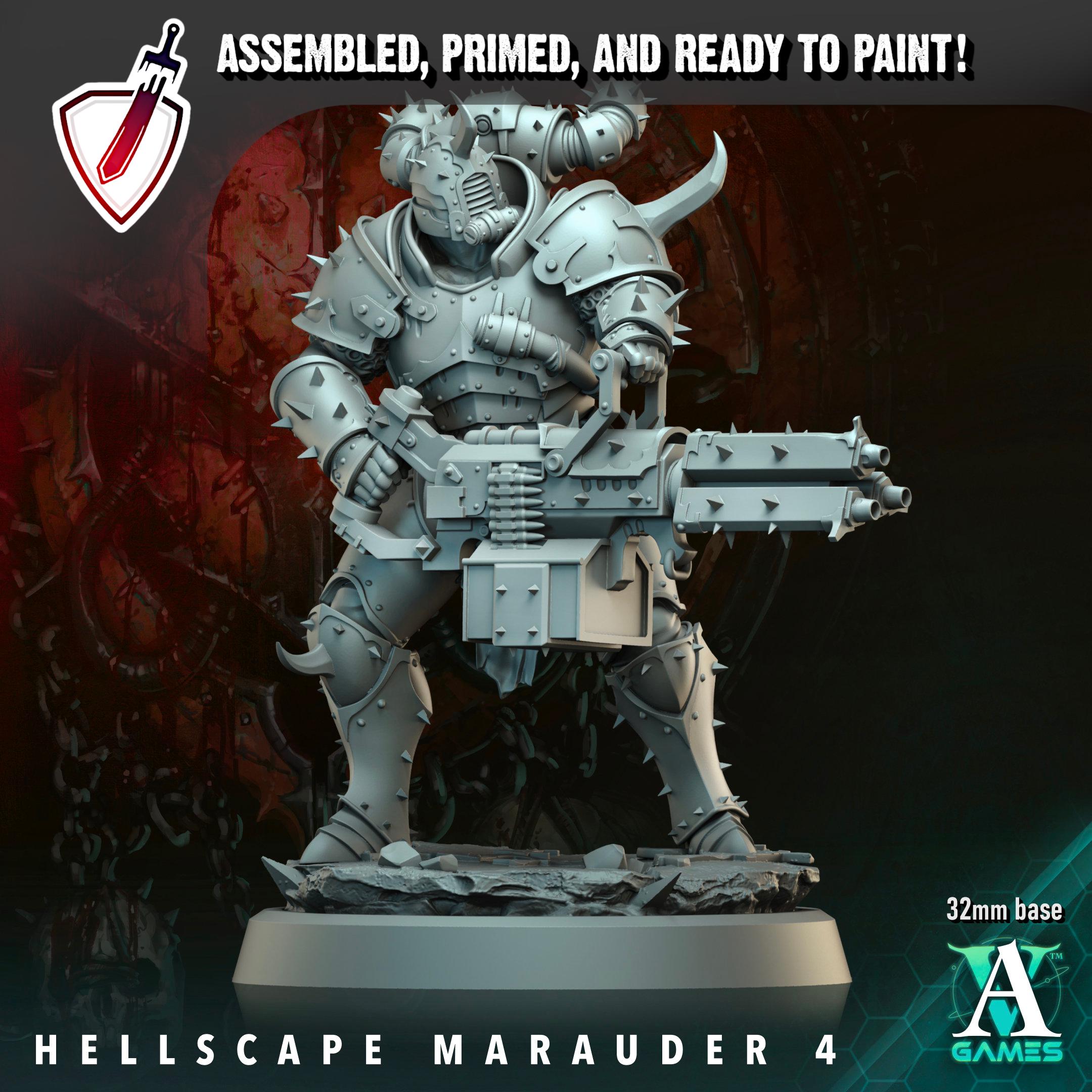 Hellscape Marauder (1-5) | Miniatures by Archvillain Games | Resin Mini for Tabletop Gaming, D&D, Wargaming, Painting | Assembled and Primed