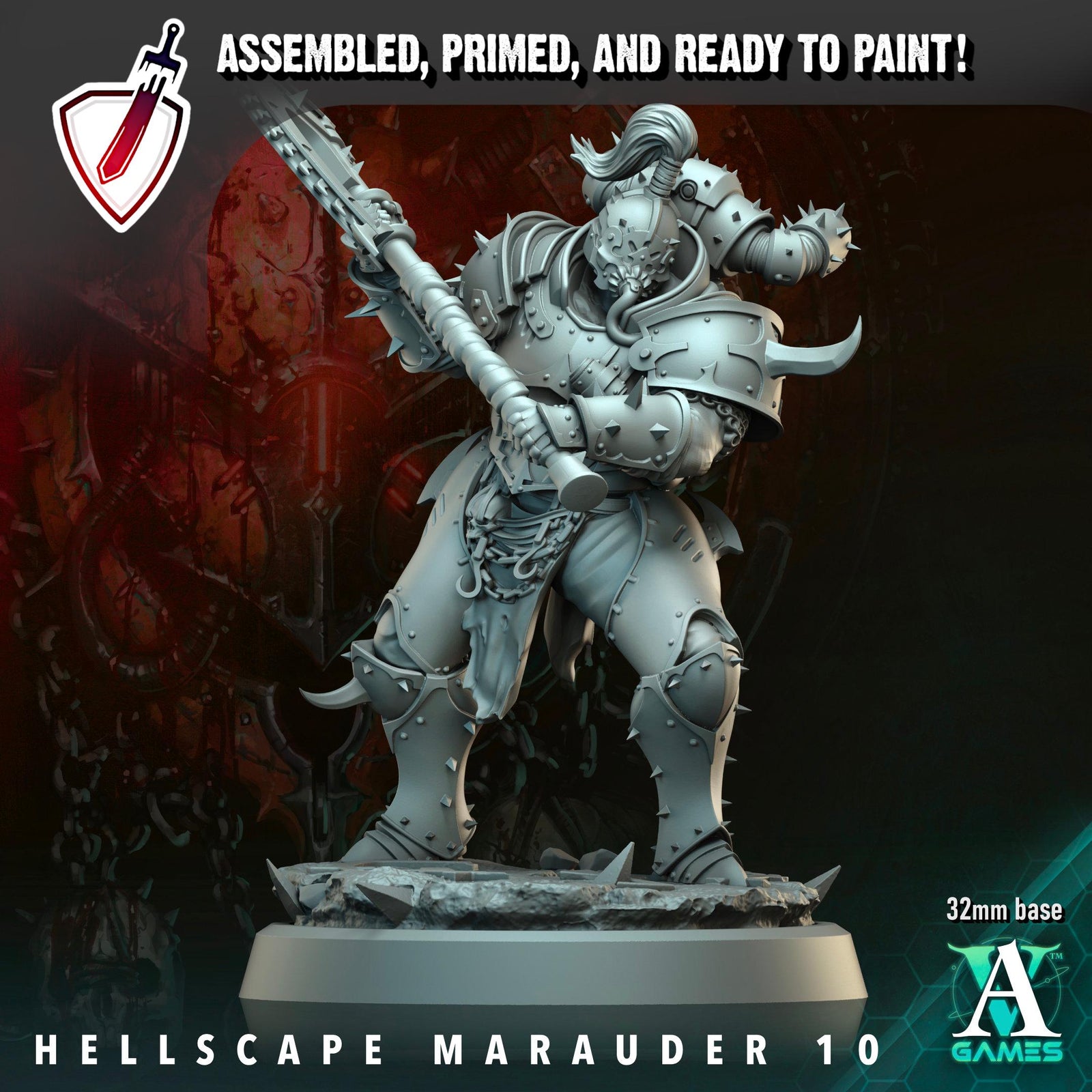Hellscape Marauders (6-11) | Miniatures by Archvillain Games | Resin Mini for Tabletop Gaming, D&D, Wargaming, Painting | Assembled + Primed