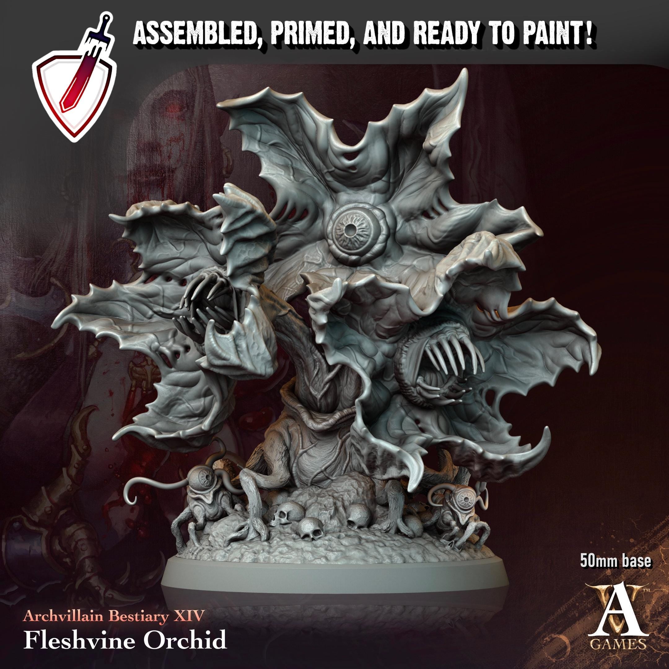 Fleshvine Orchid | Miniature by Archvillain Games | Resin Mini For Tabletop Gaming, D&D, Pathfinder, and Painting | Assembled and Primed
