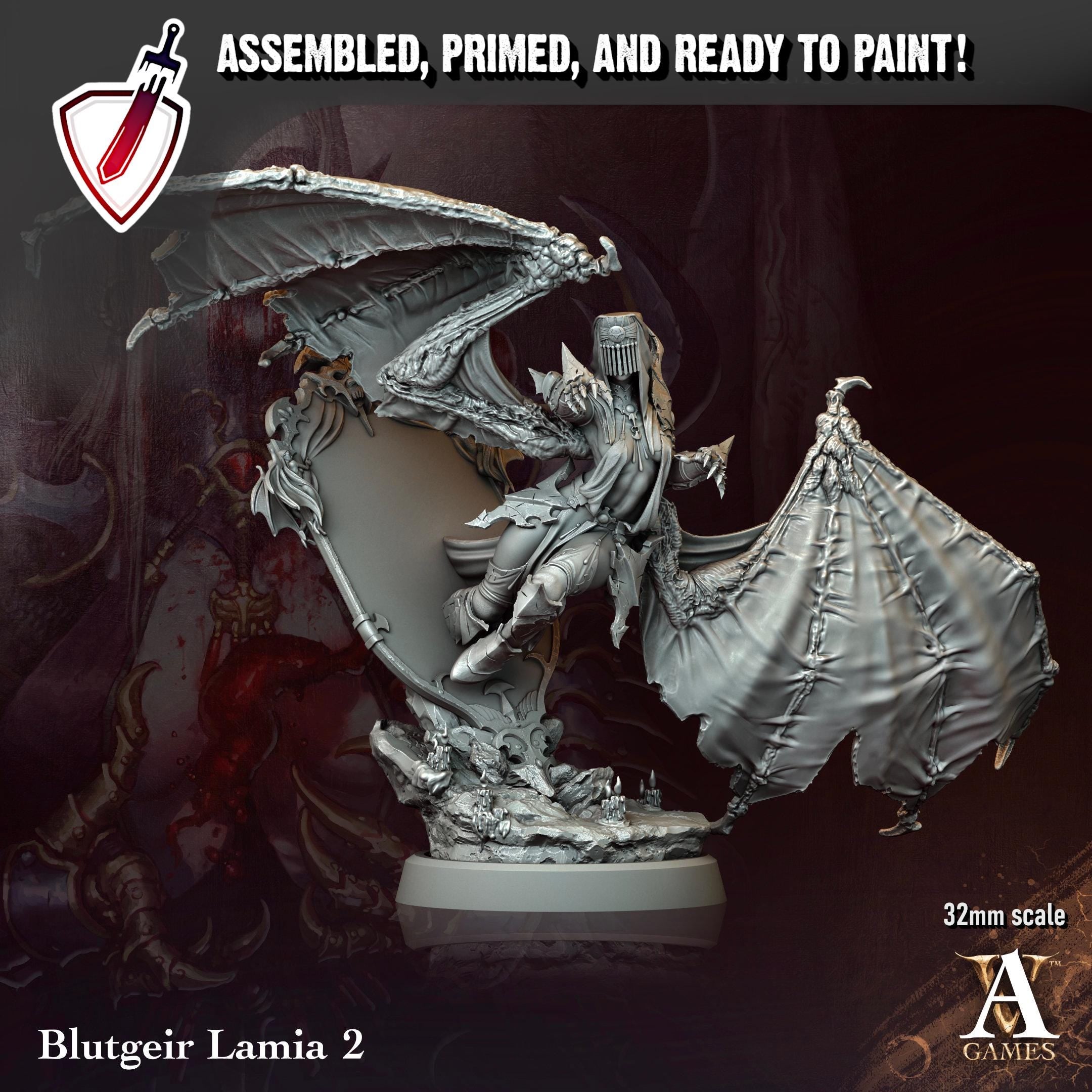 Blutgeir Lamia | Miniatures by Archvillain Games | Resin Mini for Tabletop Gaming, D&D, Pathfinder, Painting | Assembled + Primed