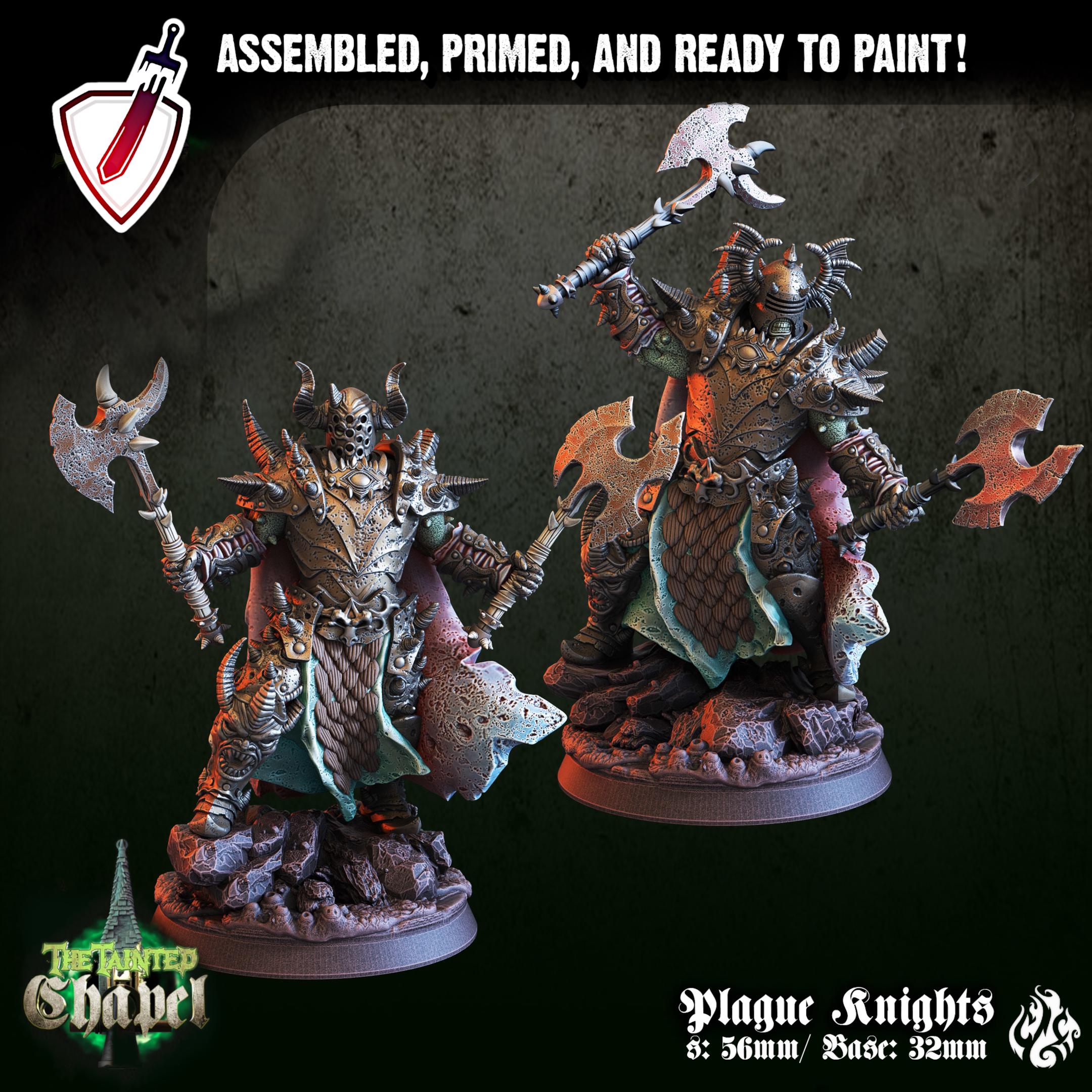 Plague Knights | Miniatures by Crippled God Foundry | Resin Mini For Tabletop Gaming, D&D, Pathfinder, and Painting | Assembled and Primed